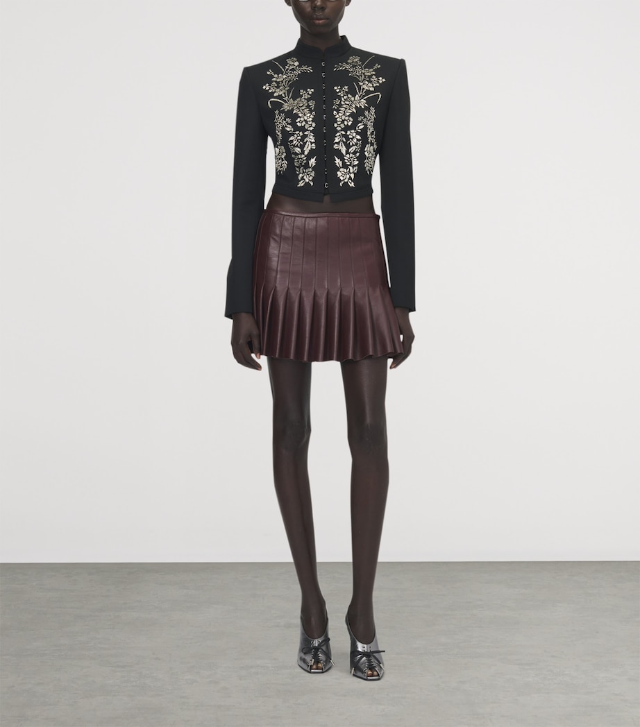 McQueen Womens Wool Embroidered Floral Cropped Jacket Image 2