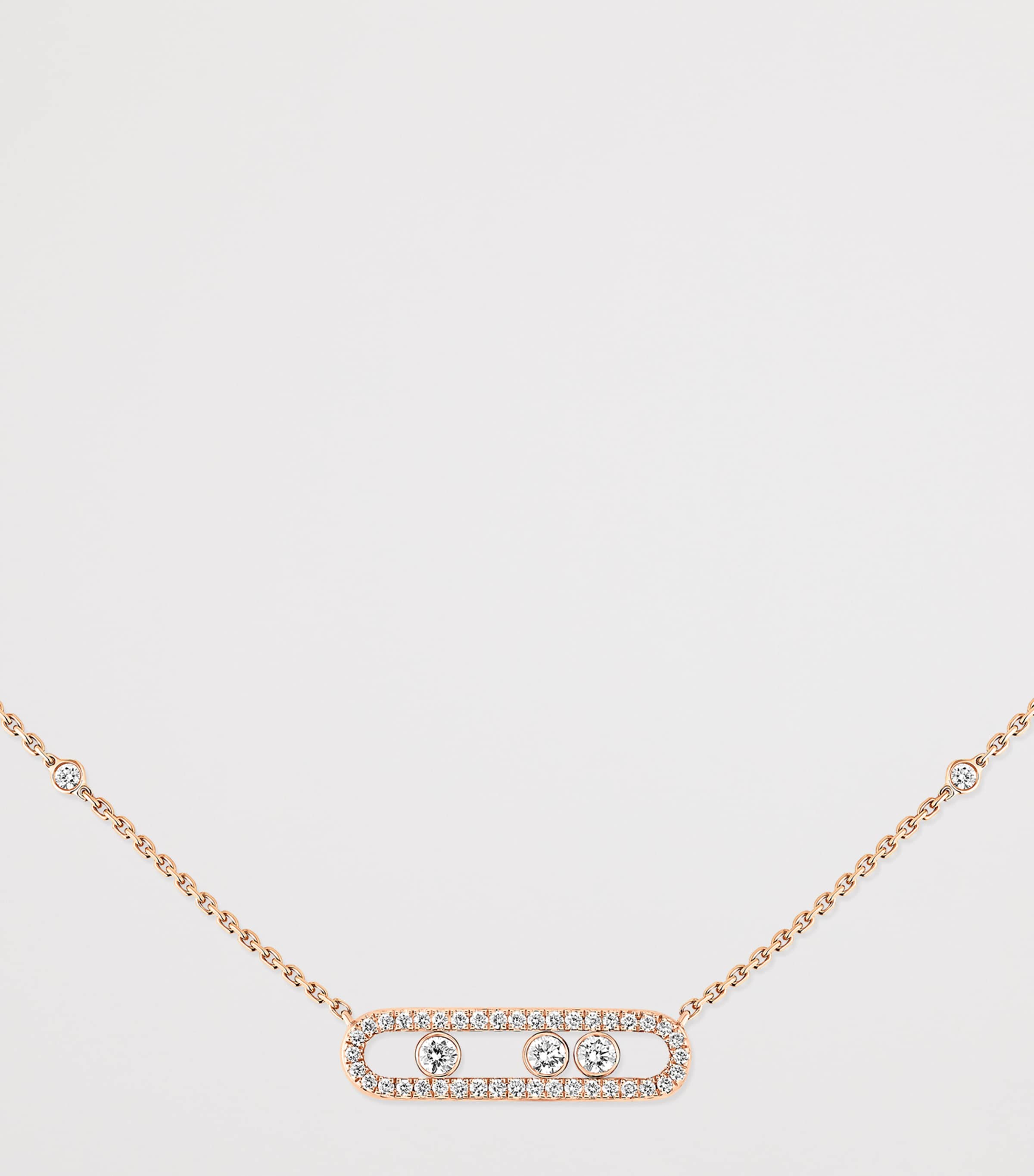 Messika Move Classique Pink Gold and Diamond Pavé Necklace (0.33ct) Pink Gold Image 3