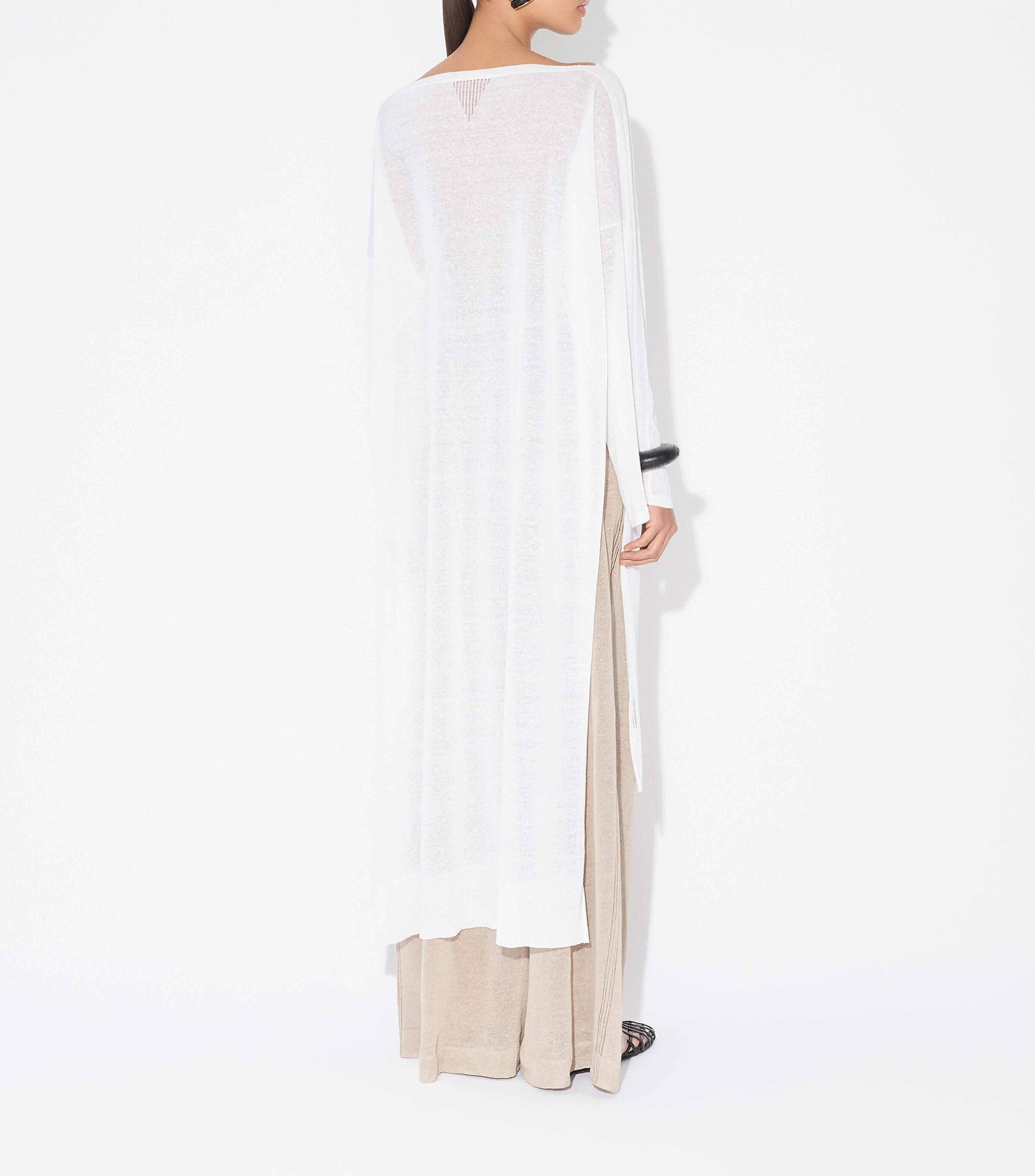 Linen-Silk Kaftan Dress BLANC Image 3