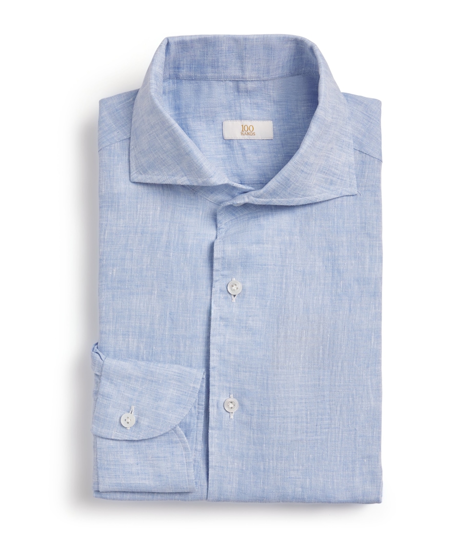 100HANDS Mens Linen Shirt Light Blue Image 1