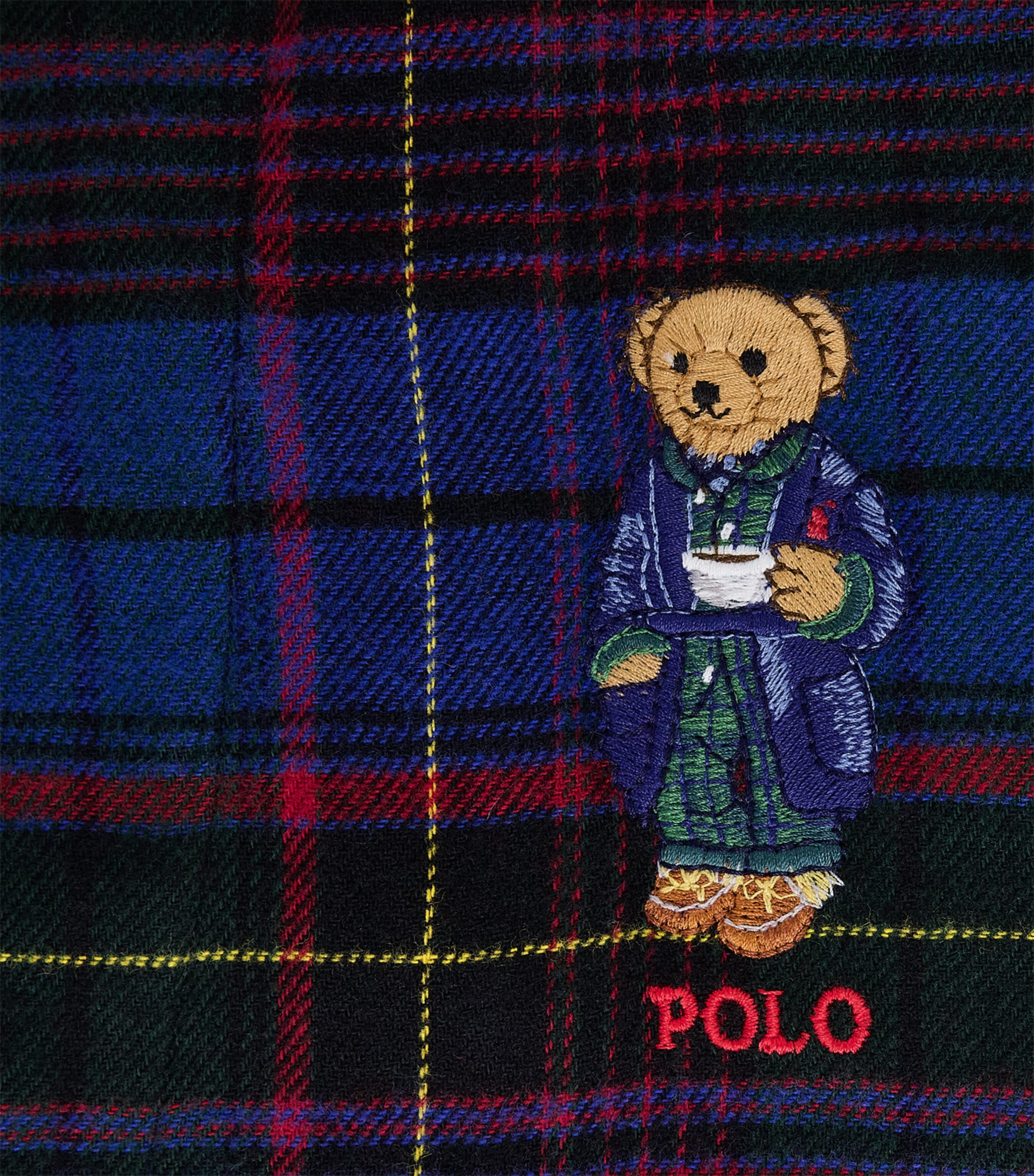 Polo Ralph Lauren Mens Cotton Tartan Polo Bear Robe Grn Jwel Blu Mlt Pld Image 5