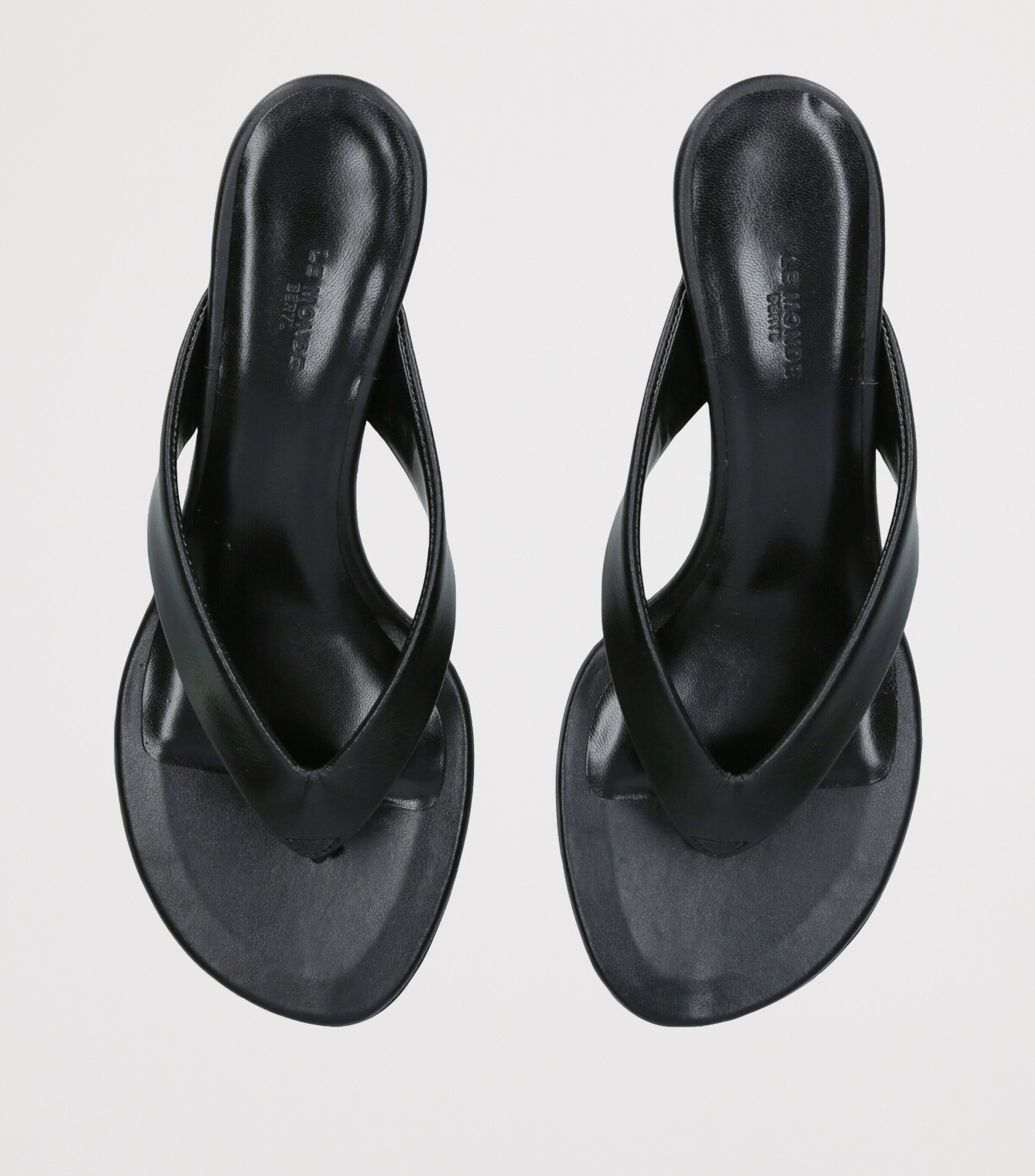 Leather Micro Wedge Sandals 40 BLACK Image 6