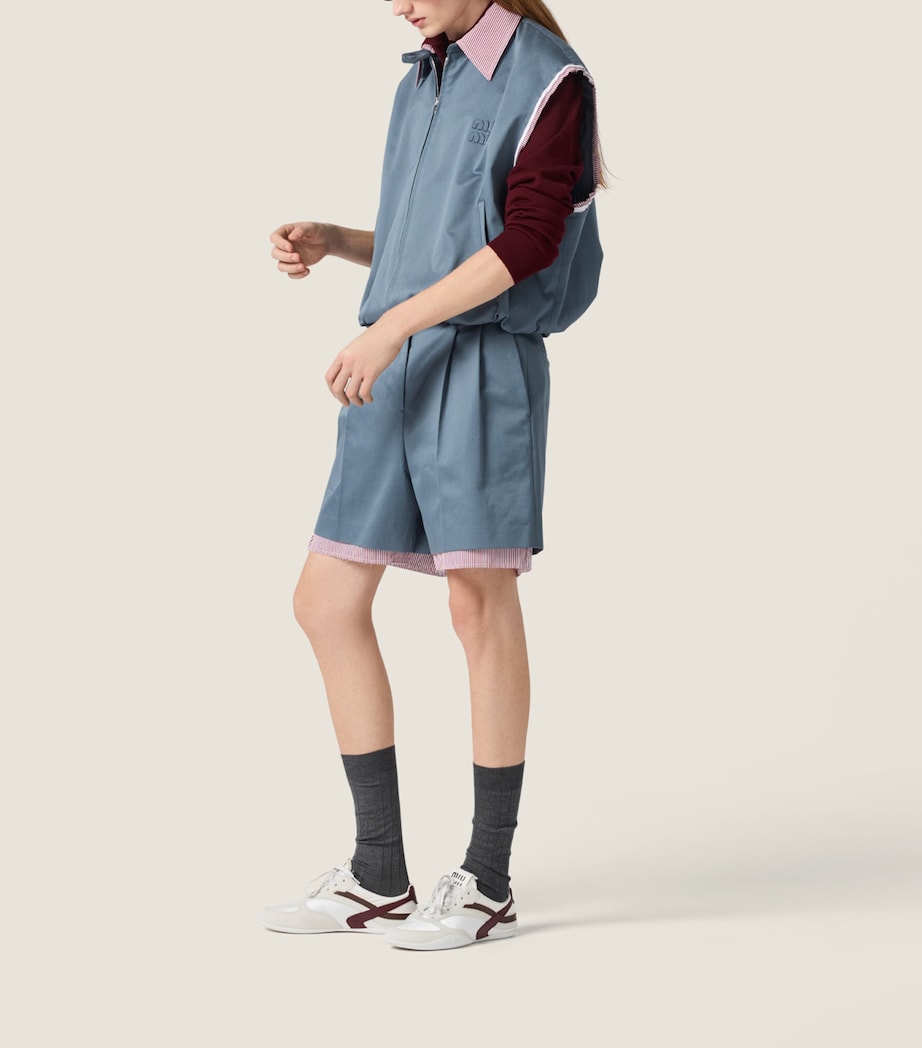 Miu Miu Womens Chino Layered Bermuda Shorts Blue Image 2