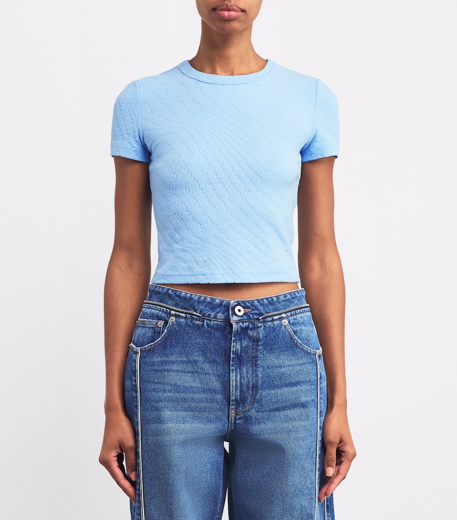 Alexander Wang Womens Logo Jacquard Baby T-Shirt Sky Blue Image 3
