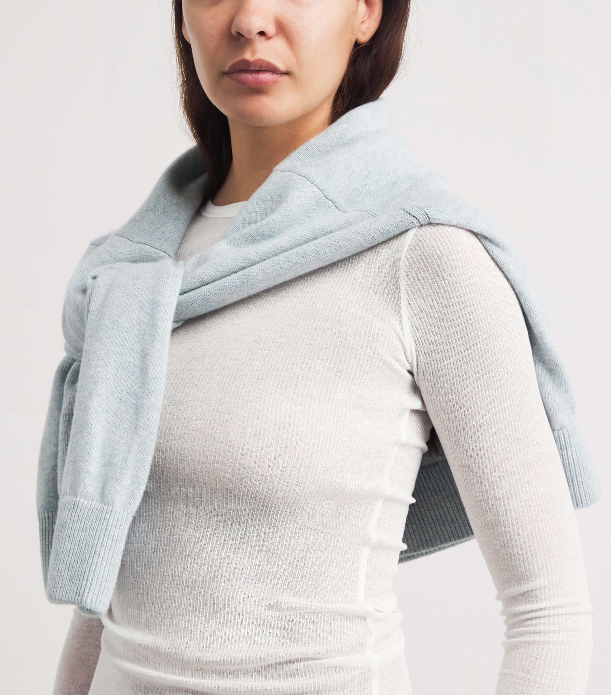 Skims Womens Ribbed Long-Sleeve T-Shirt Snow Image 3