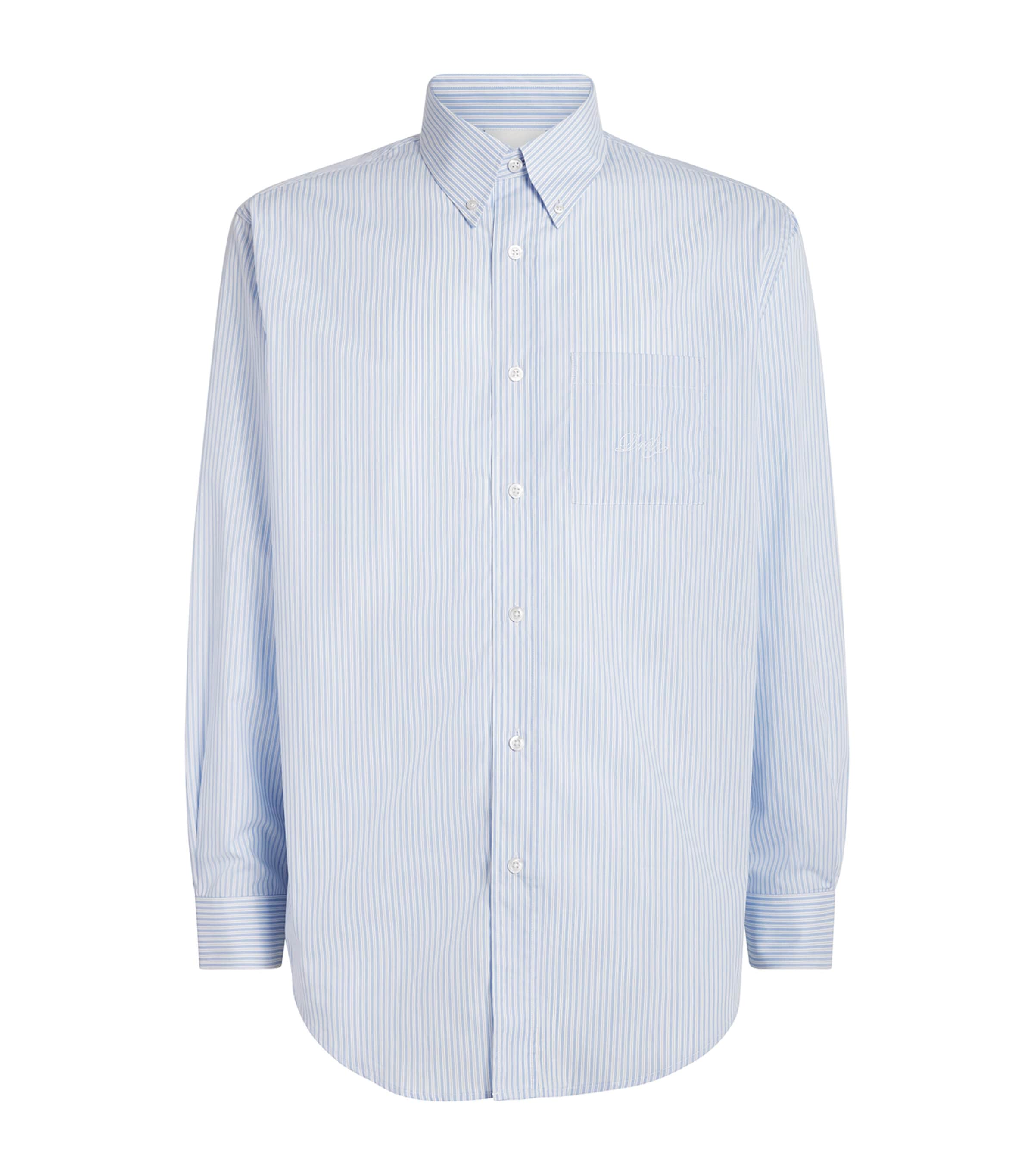 Drôle De Monsieur Cotton Stripe Shirt In Blue
