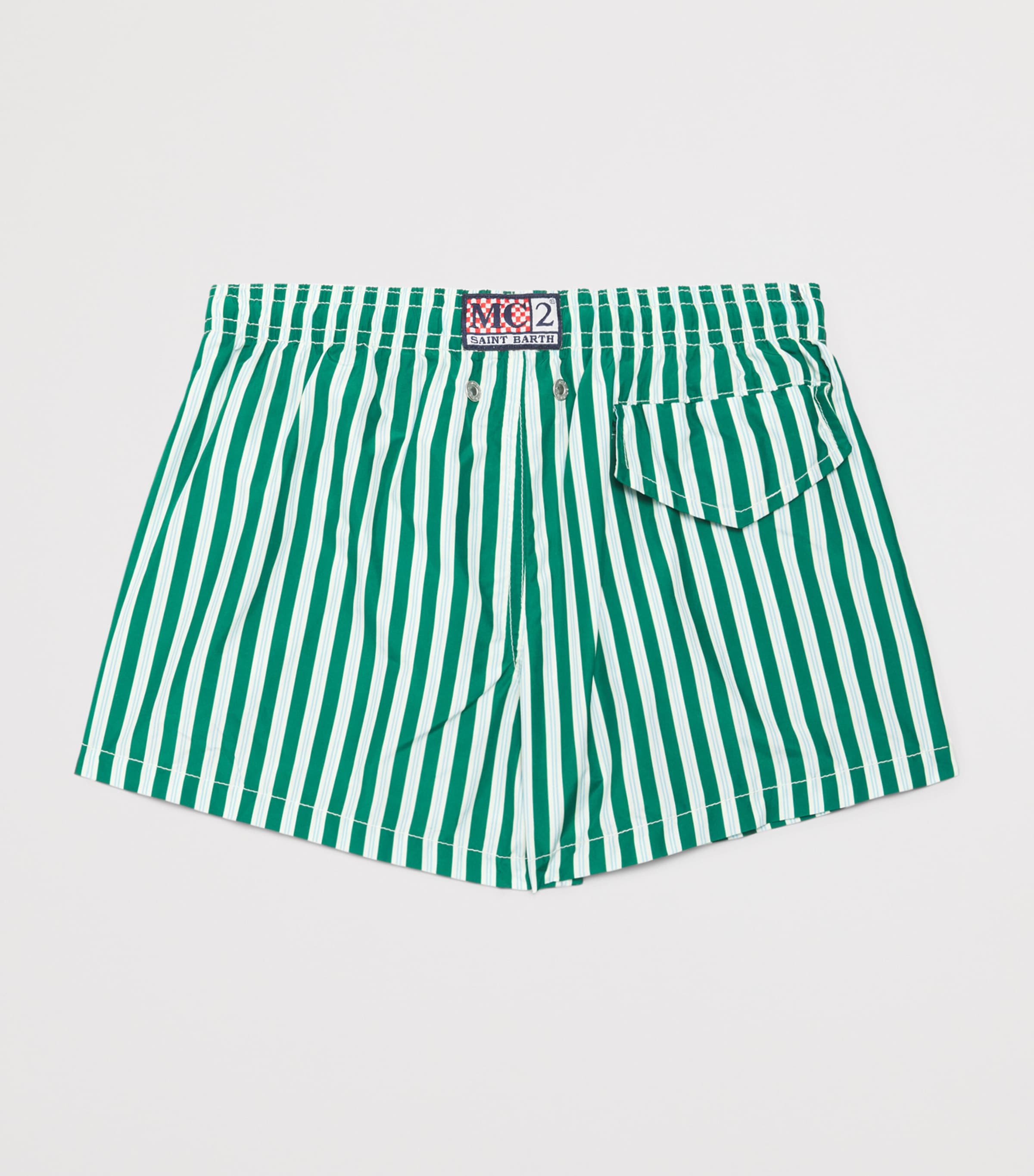 Mc2 Saint Barth Kids Stripe Jean Lightning Swim Shorts (2-14 Years) Pinstripe Flow Image 2