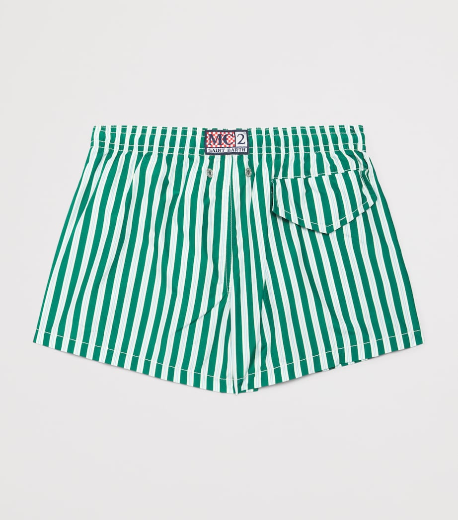 Mc2 Saint Barth Kids Stripe Jean Lightning Swim Shorts (2-14 Years) Pinstripe Flow Image 2