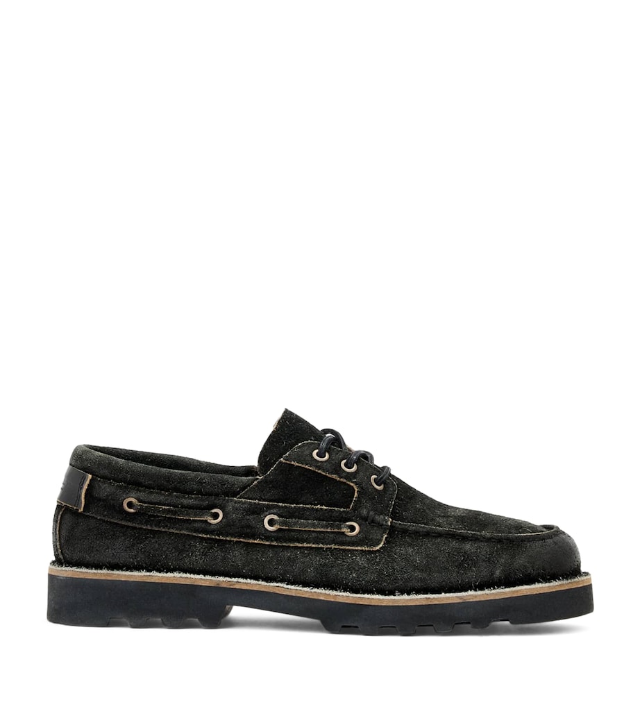 AllSaints Suede Skiff Boat Shoes Charcoal Grey Image 1