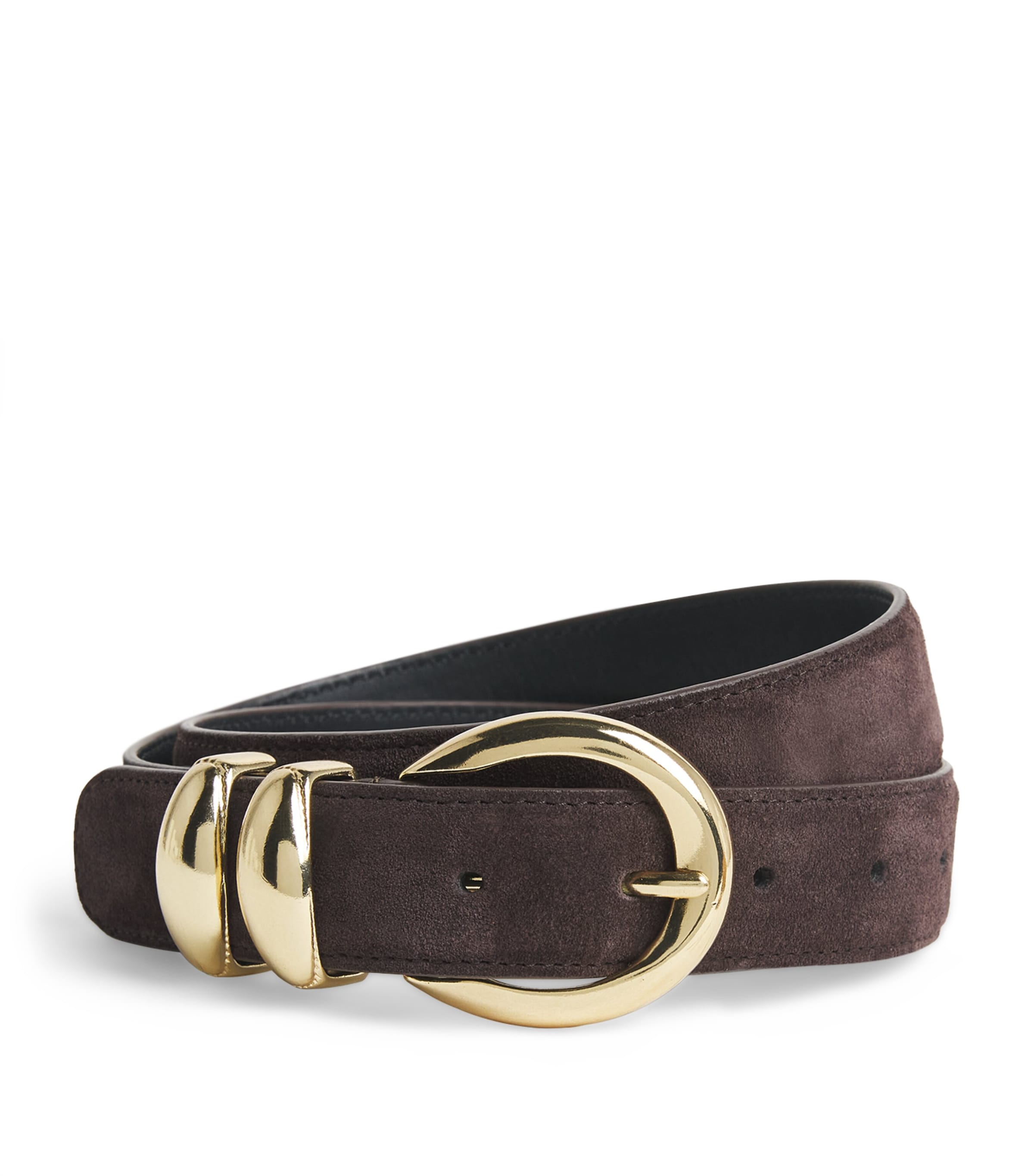 Sandro Paris Suede Buckle Belt Brown Image 1