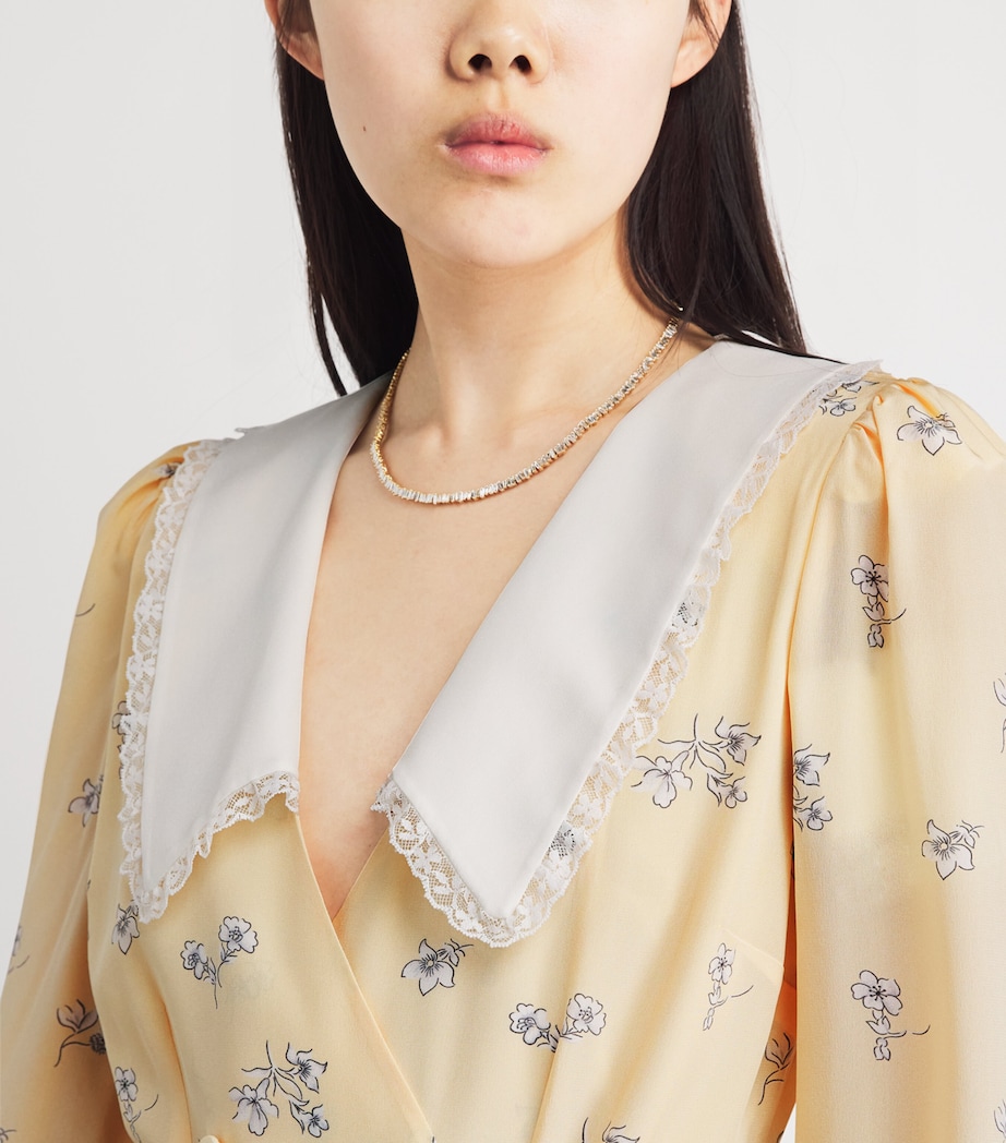 Alessandra Rich Womens Silk Double-Breasted Midi Dress Pale Yellow Image 5
