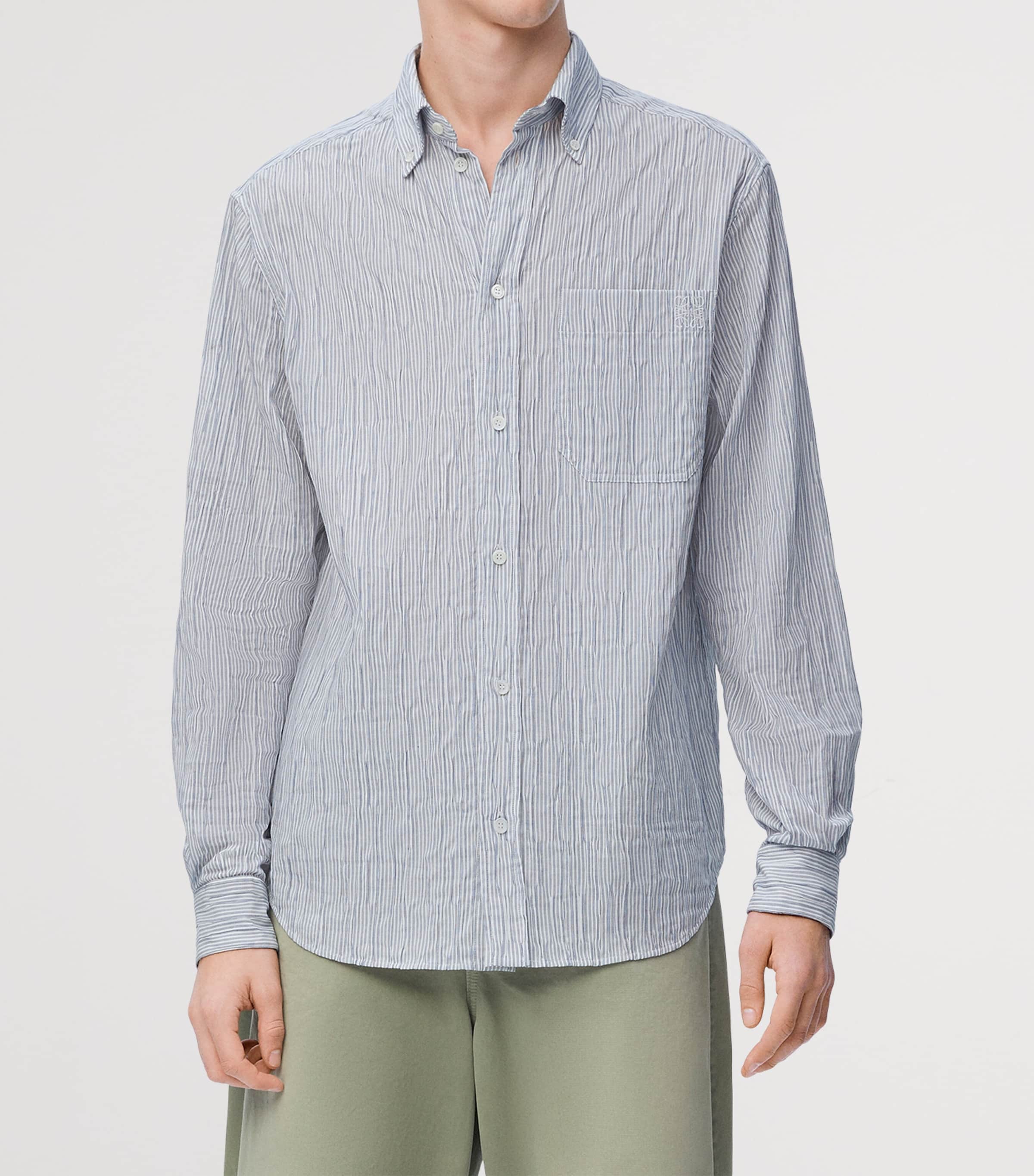 x Paula's Ibiza Cotton-Blend Anagram Shirt BLUE/WHITE Image 3