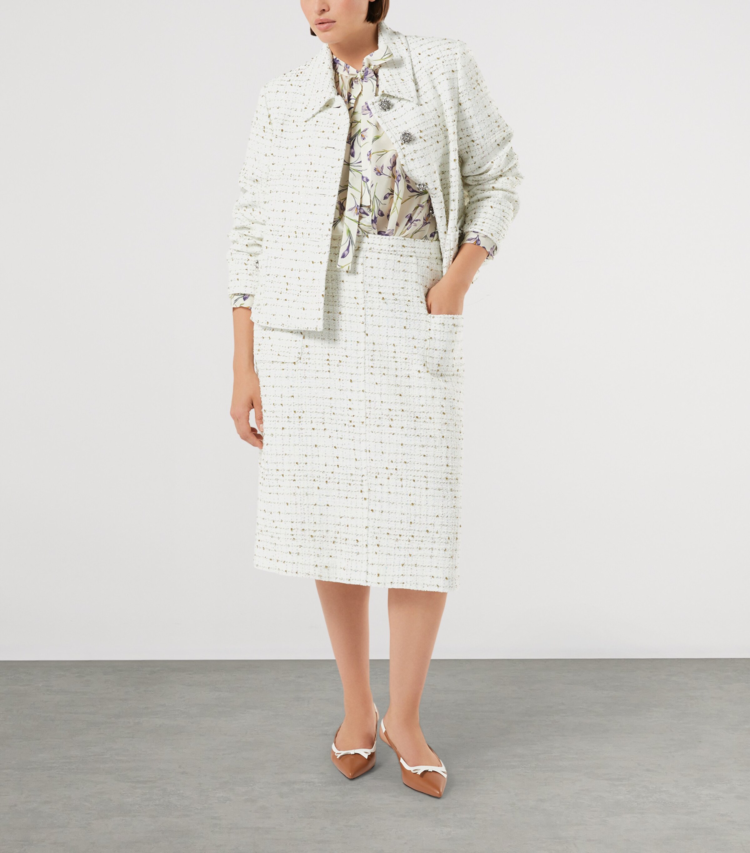 Marina Rinaldi Womens Tweed Skirt White Image 4