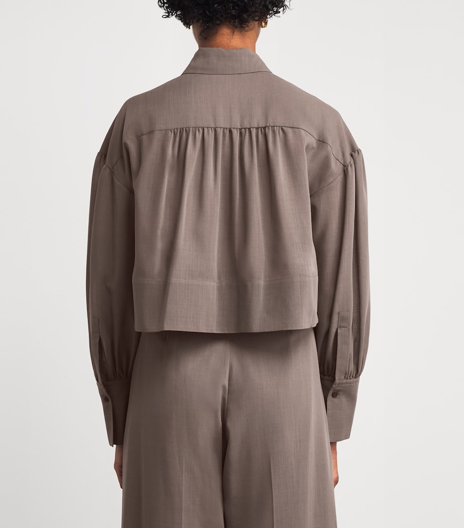 Wool-Blend Voile Anais Blouse MUSHROOM Image 4