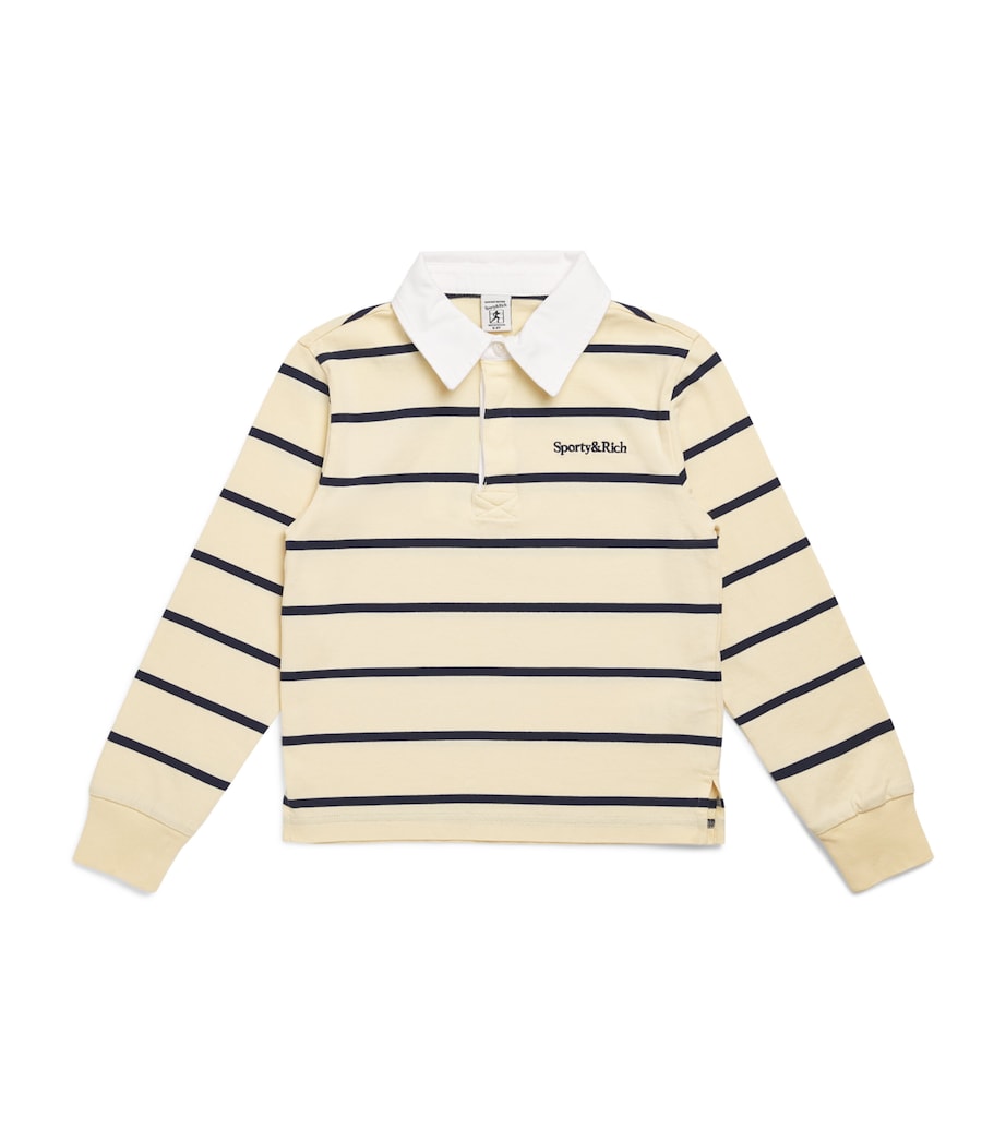 SPORTY & RICH KIDS Cotton Logo Rugby Shirt (2-14 Years) Almond/navy/navy Image 1