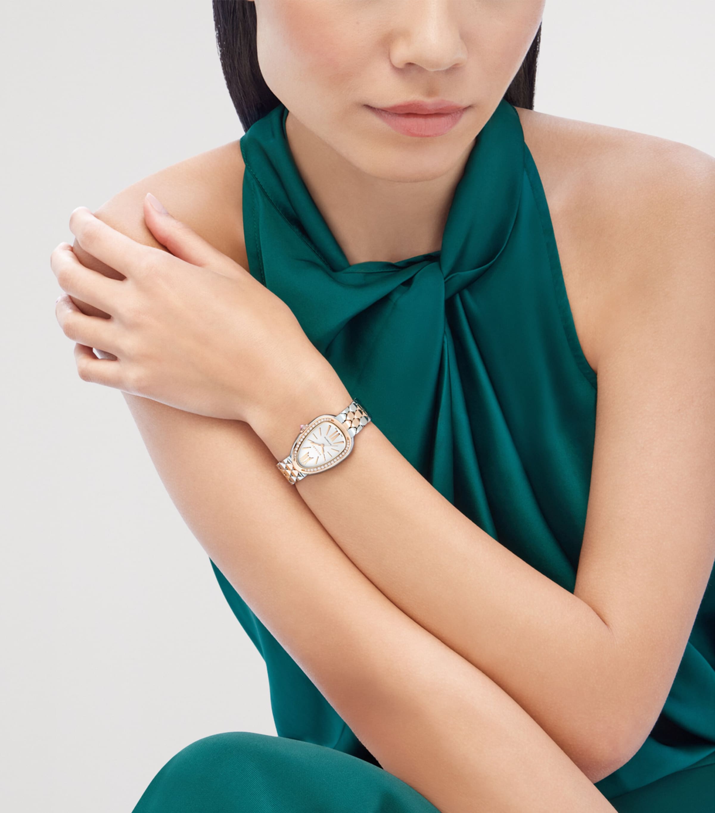 Stainless Steel, Rose Gold and Diamond Serpenti Seduttori Watch 34mm WHITE Image 6