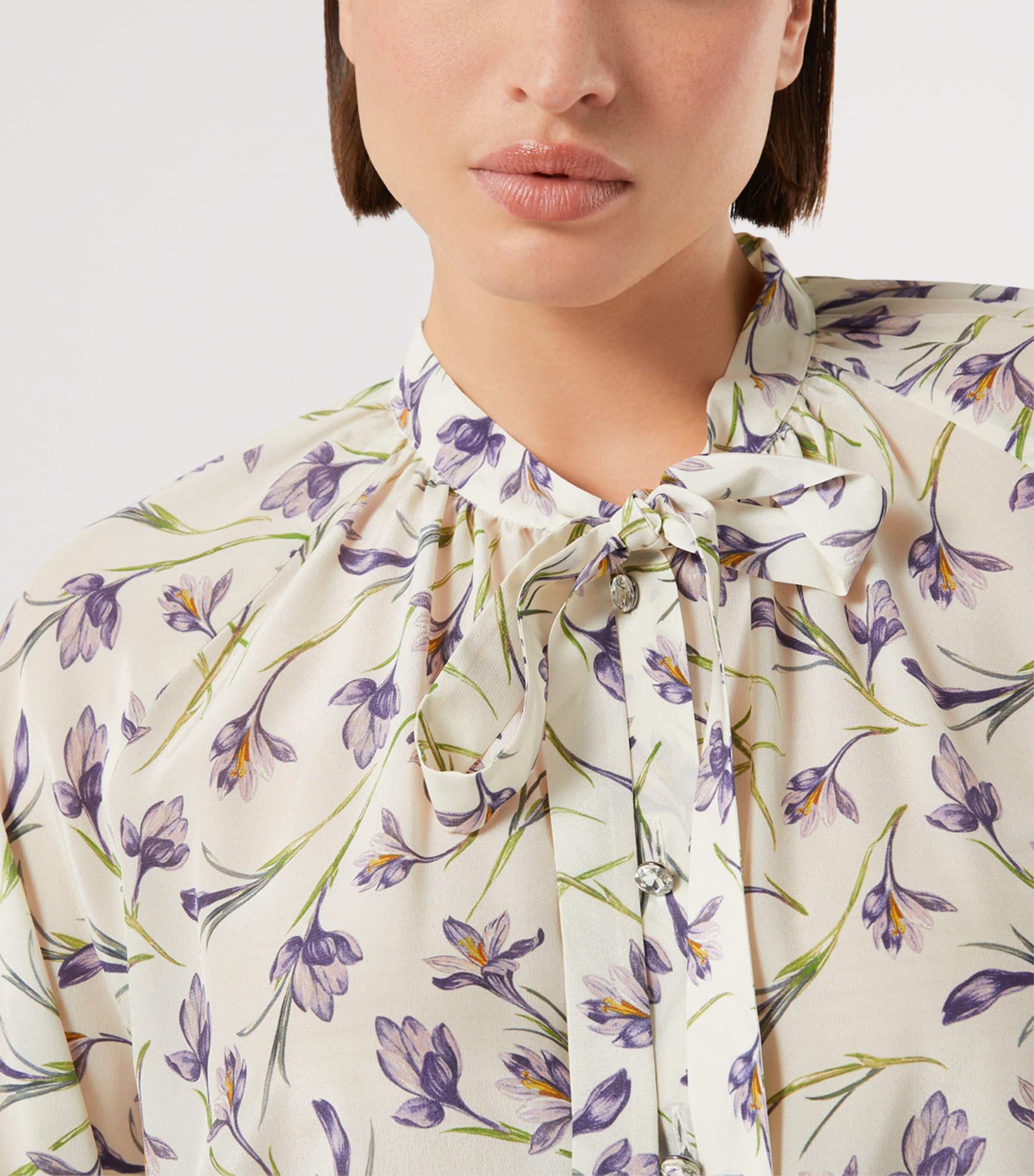 Marina Rinaldi Womens Silk Floral Print Blouse Ivory Image 5