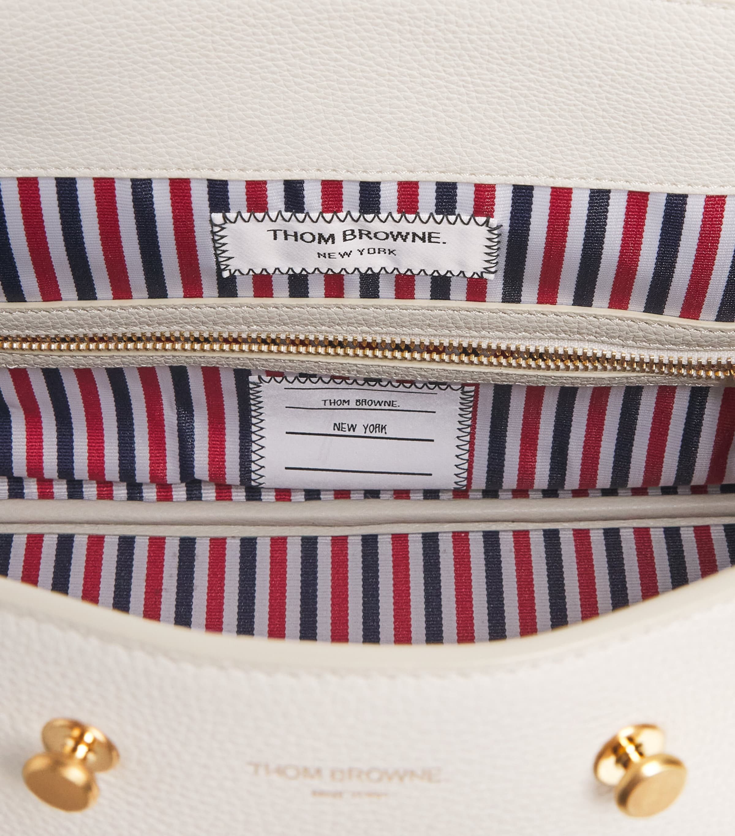 Thom Browne Grain Leather Bolton Top-Handle Bag Off White Image 5