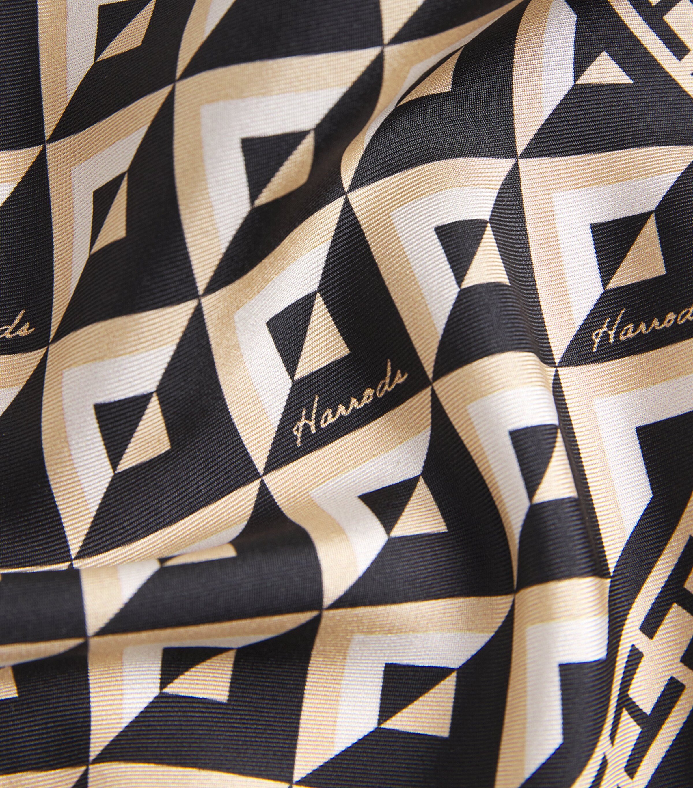 Harrods Silk Geometric Print Square Scarf Neutral Image 6