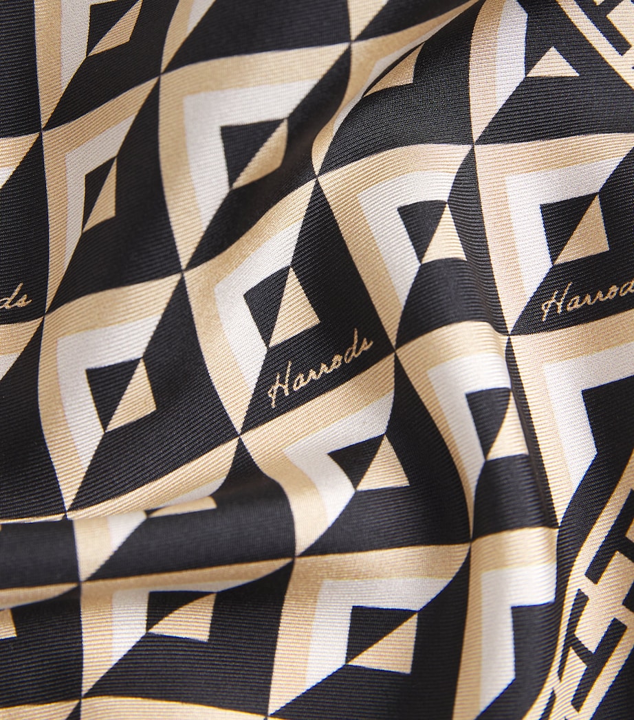 Silk Geometric Print Square Scarf NEUTRAL Image 6