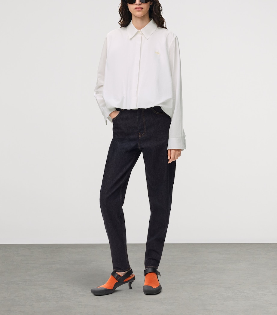 LOEWE Womens Mid-Rise Relaxed Jeans Dark Blue Image 2