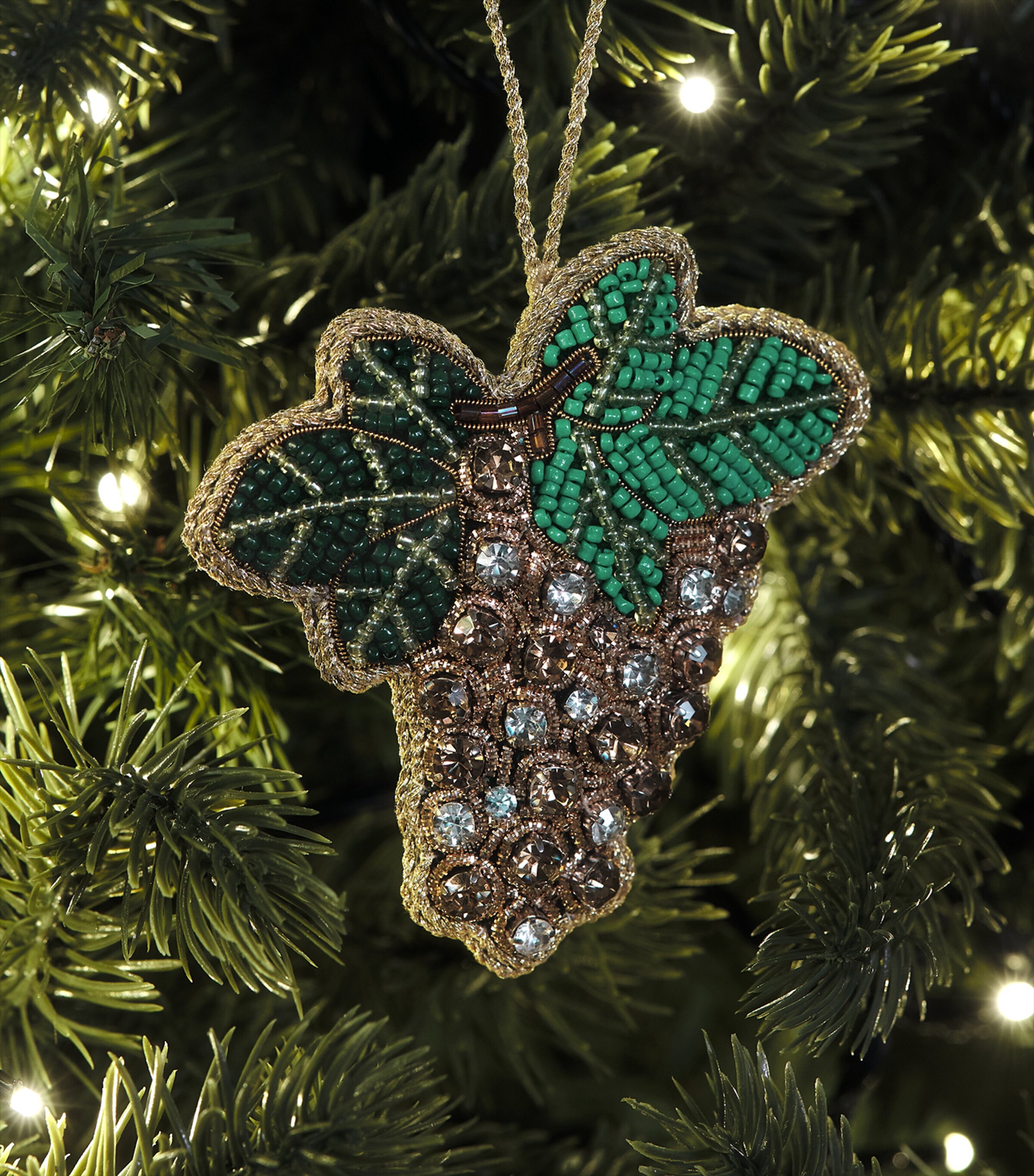 Tinker Tailor Crystal-Embellished Grape Tree Decoration Champagne & Gold Image 3