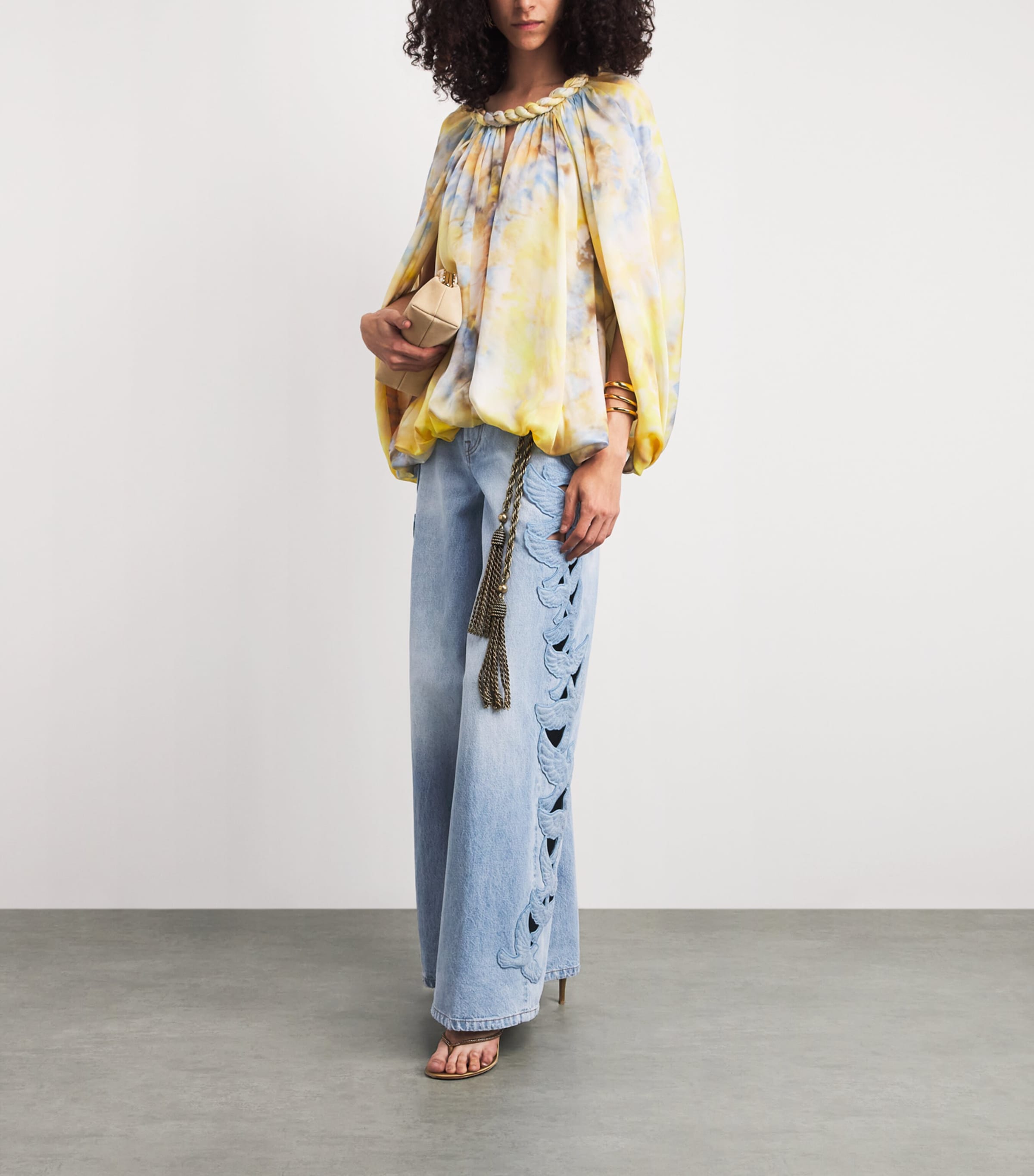Zimmermann Womens Appliqué Alchemy Flared Jeans Sea Foam Image 2