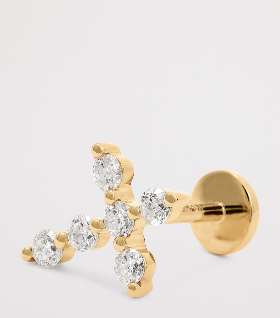 Persée Yellow Gold and Diamond Cross Single Stud Earring Yellow Gold Image 6