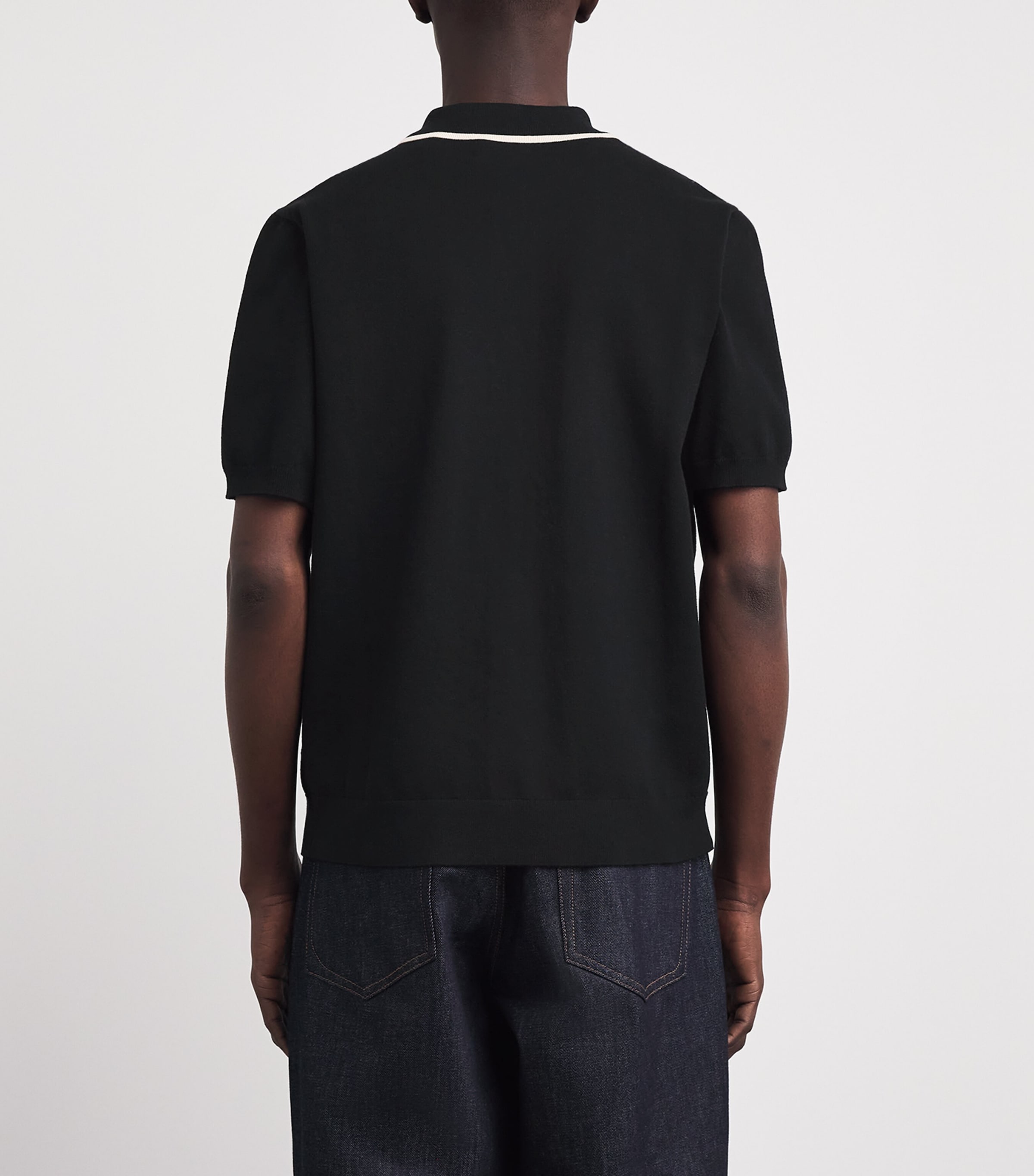 Wax London Mens Cotton-Blend Embroidered Tellaro Shirt Black / Ecru Image 5