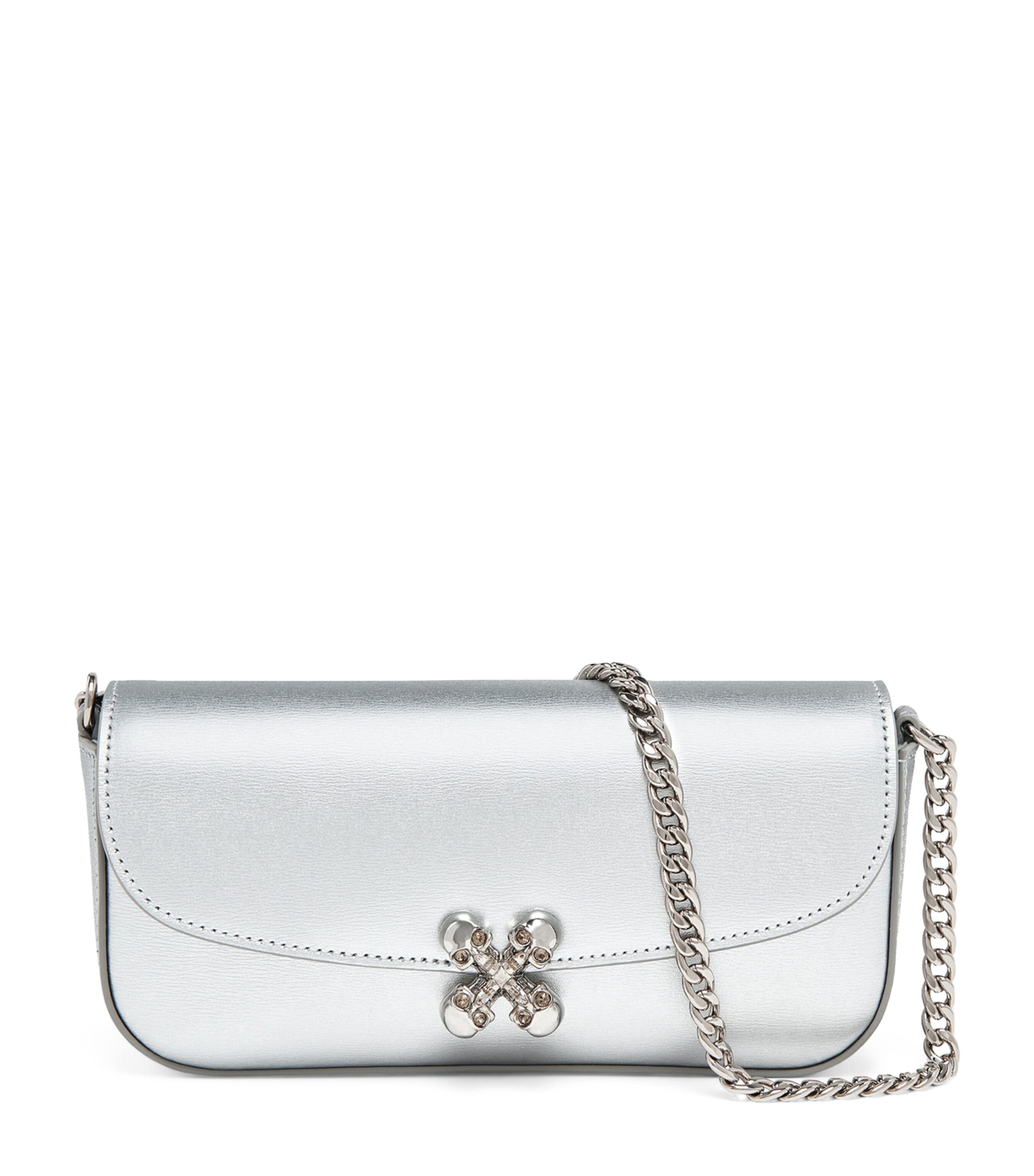 Alexander Mcqueen Small Leather Skull Flower Cross-body Bag In Orange