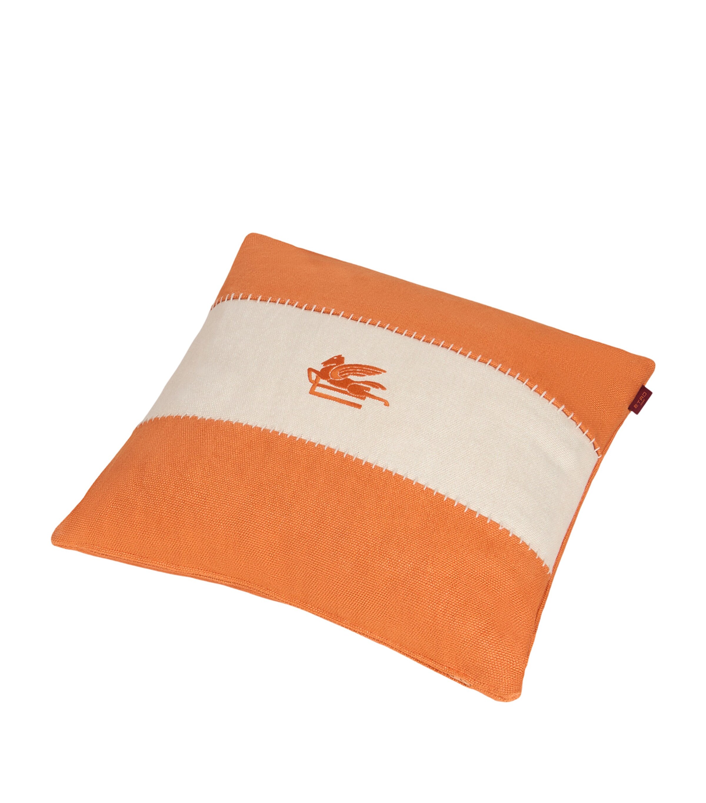 Linen Pegaso Embroidered Cushion (45cm x 45cm) A0982 PINK/RED Image 2