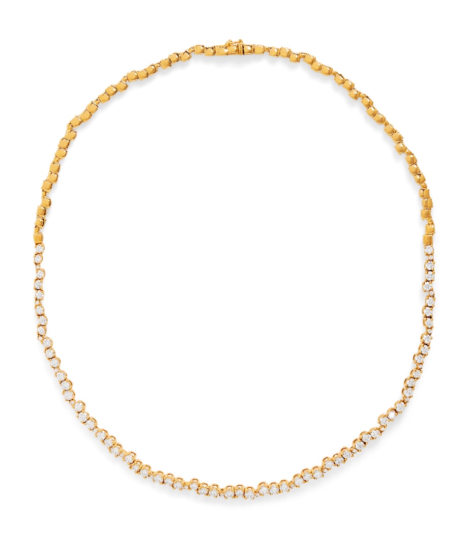 Suzanne Kalan Yellow Gold and Round Diamond Deco Tennis Necklace Yg/wd Image 1