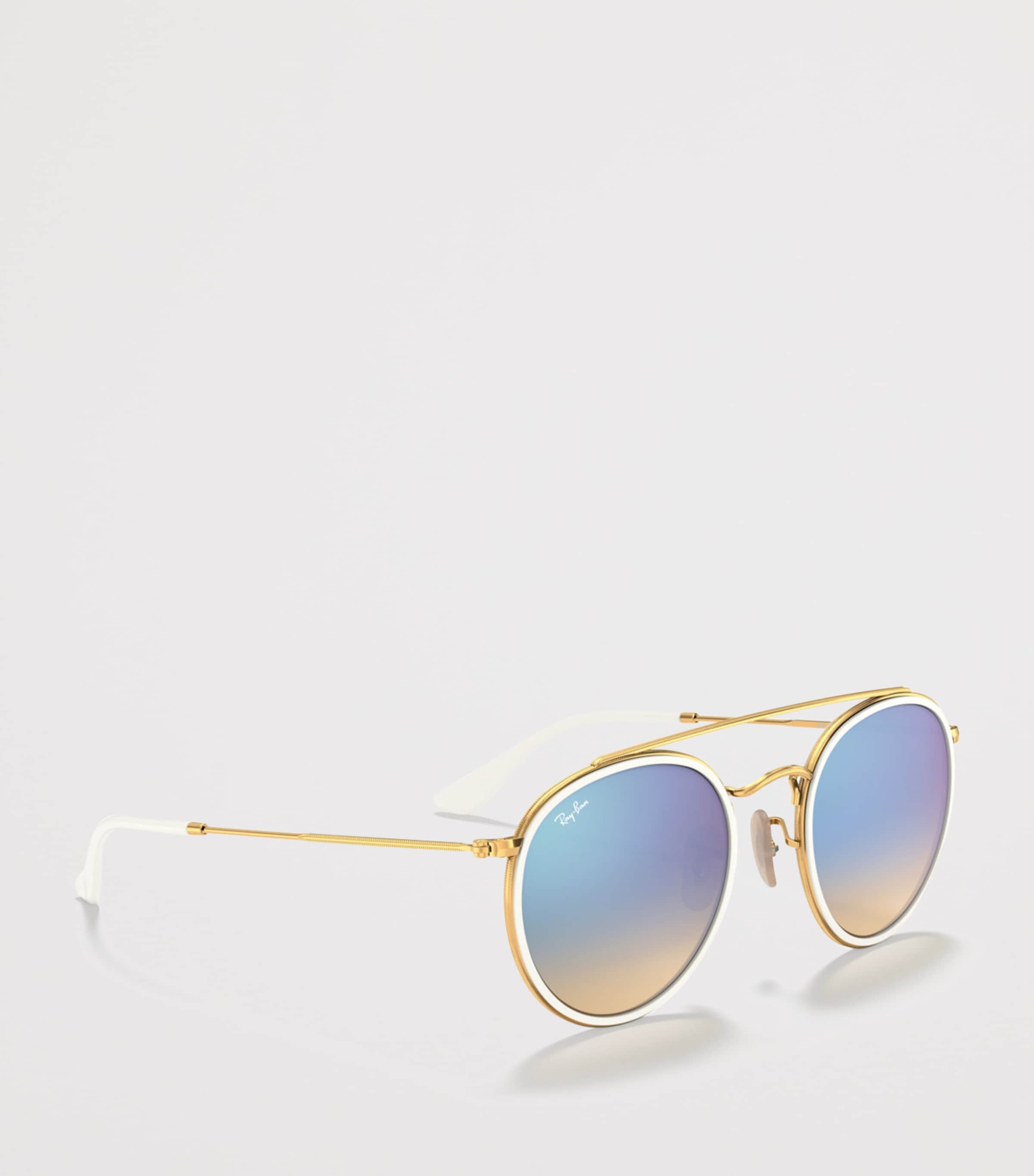 Ray-Ban Round Double-Bridge Sunglasses Gold Image 6