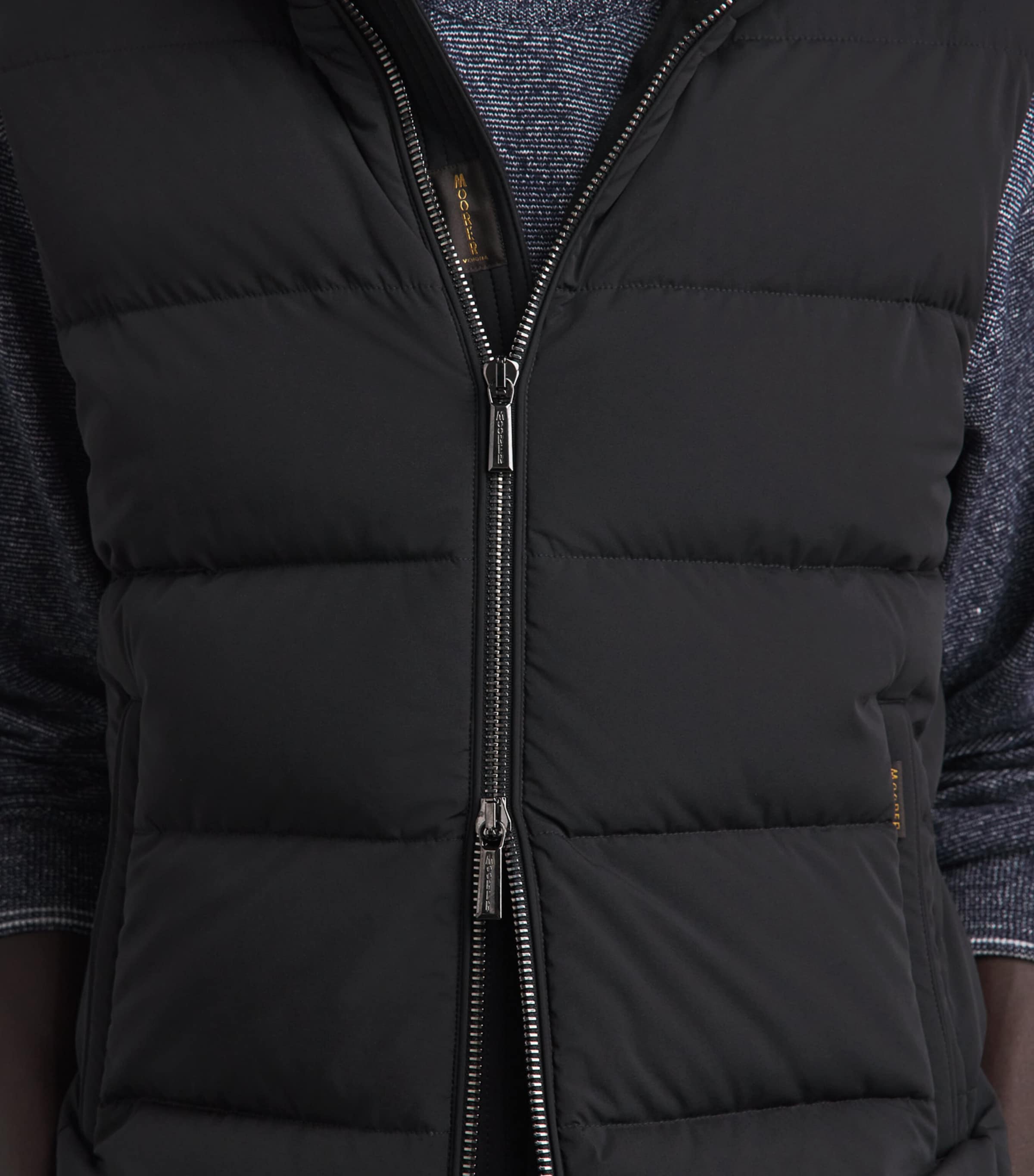 Moorer Mens Quilted Hooded Gilet Nero Image 3
