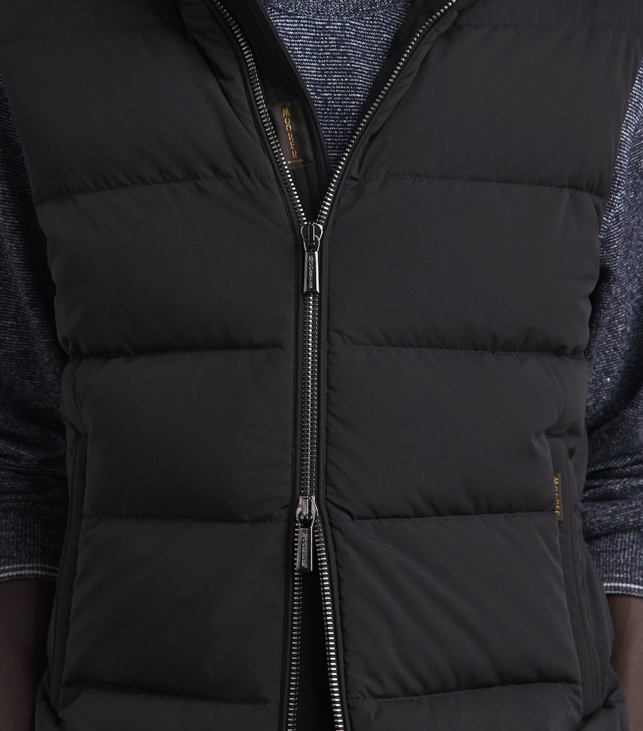 Moorer Mens Quilted Hooded Gilet Nero Image 3
