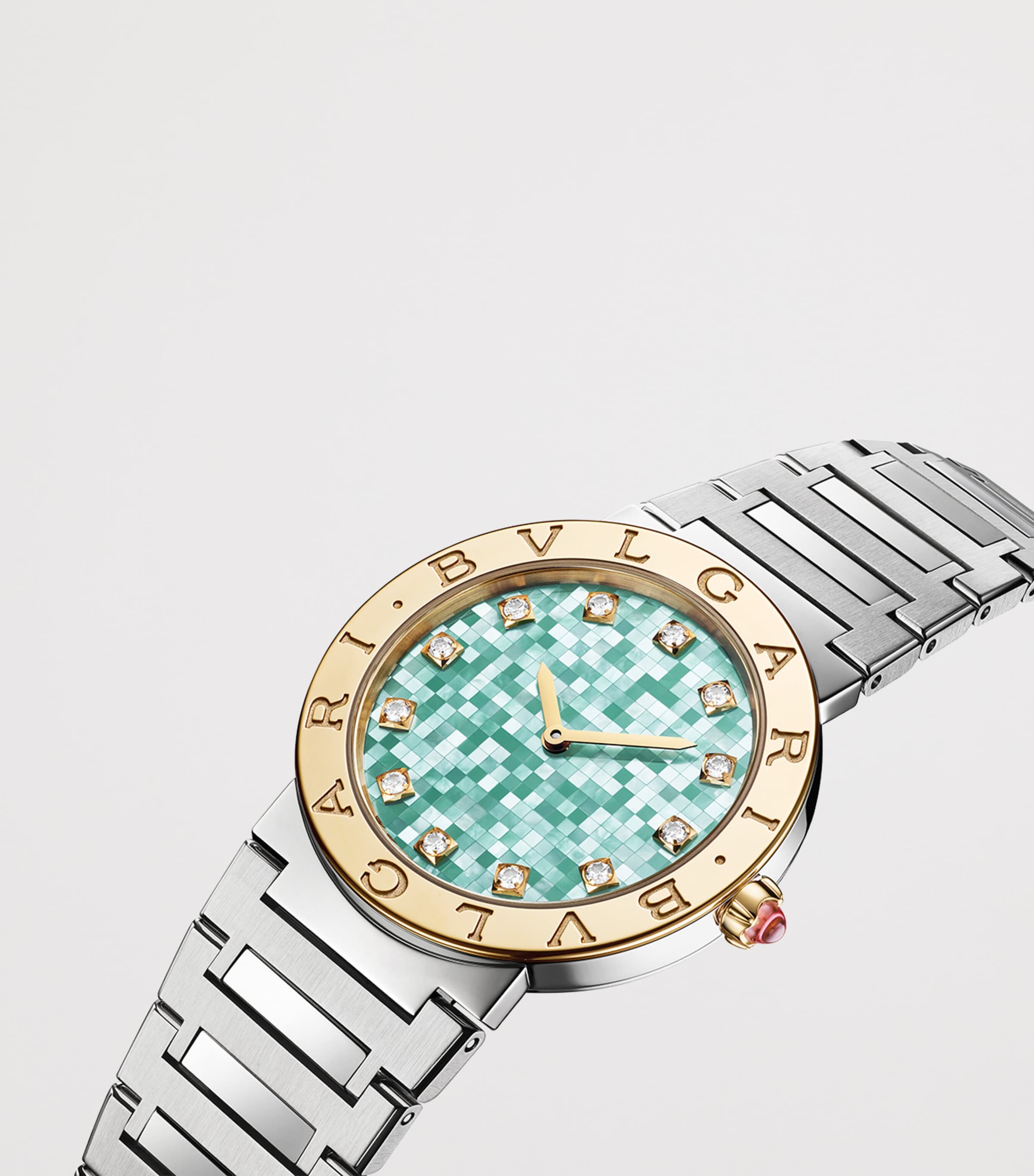 Bvlgari Stainless Steel and Yellow Gold BVLGARI BVLGARI Watch 33mm Green Image 6
