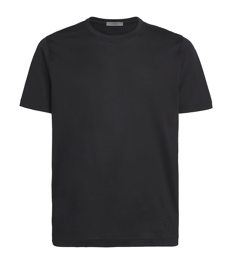 Corneliani Mens Cotton T-Shirt Black Image 1