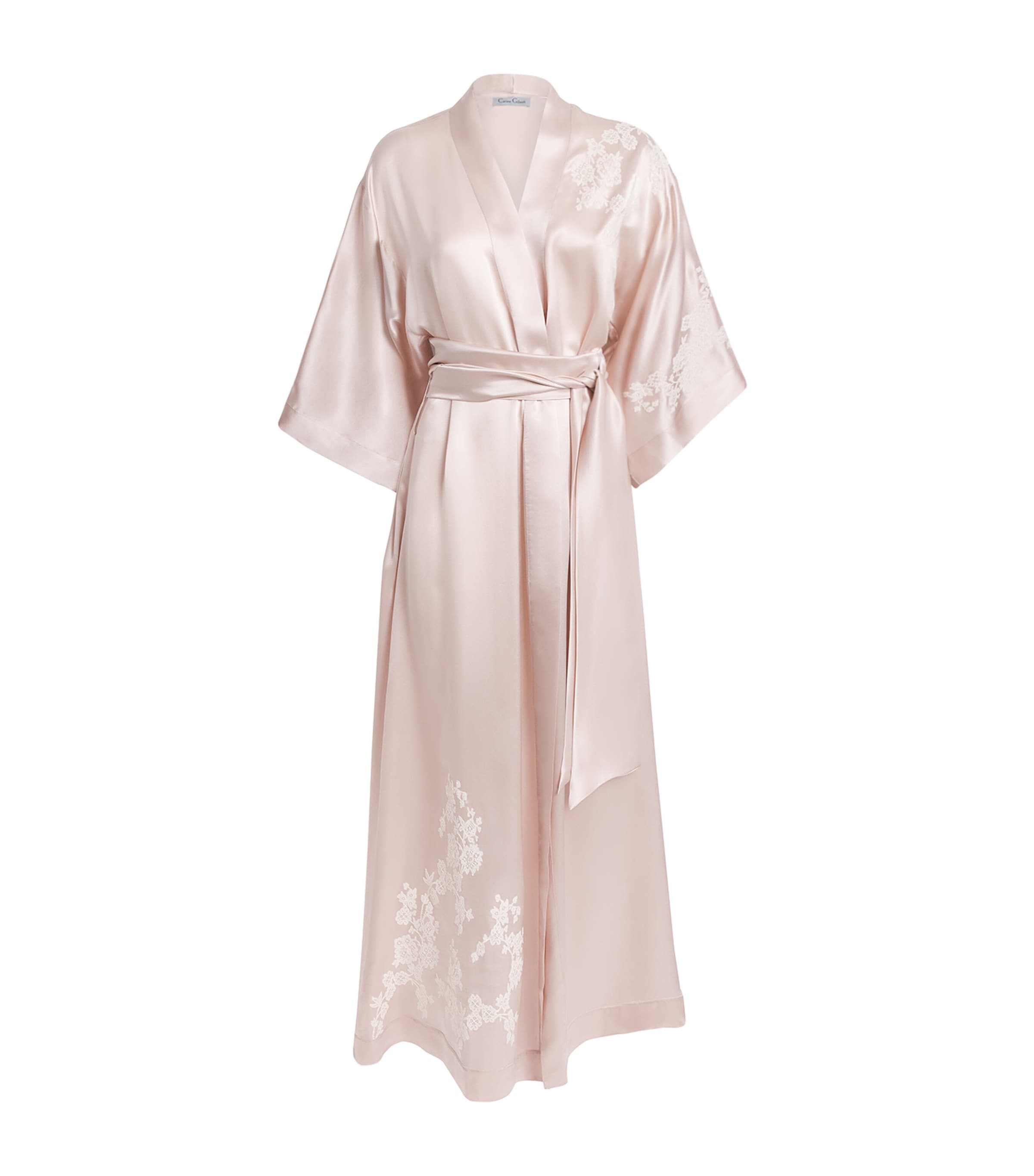 Carine Gilson Womens Silk Lace-Trim Julia Kimono Silverpink/naturel Image 1