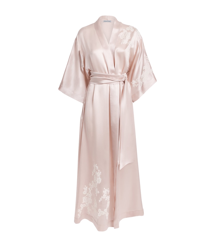 Carine Gilson Womens Silk Lace-Trim Julia Kimono Silverpink/naturel Image 1