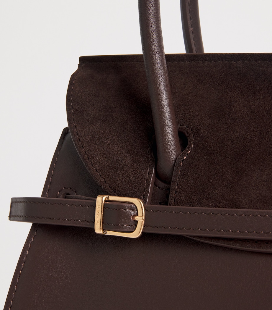 Mini Leather River Top-Handle Bag CACAO Image 4