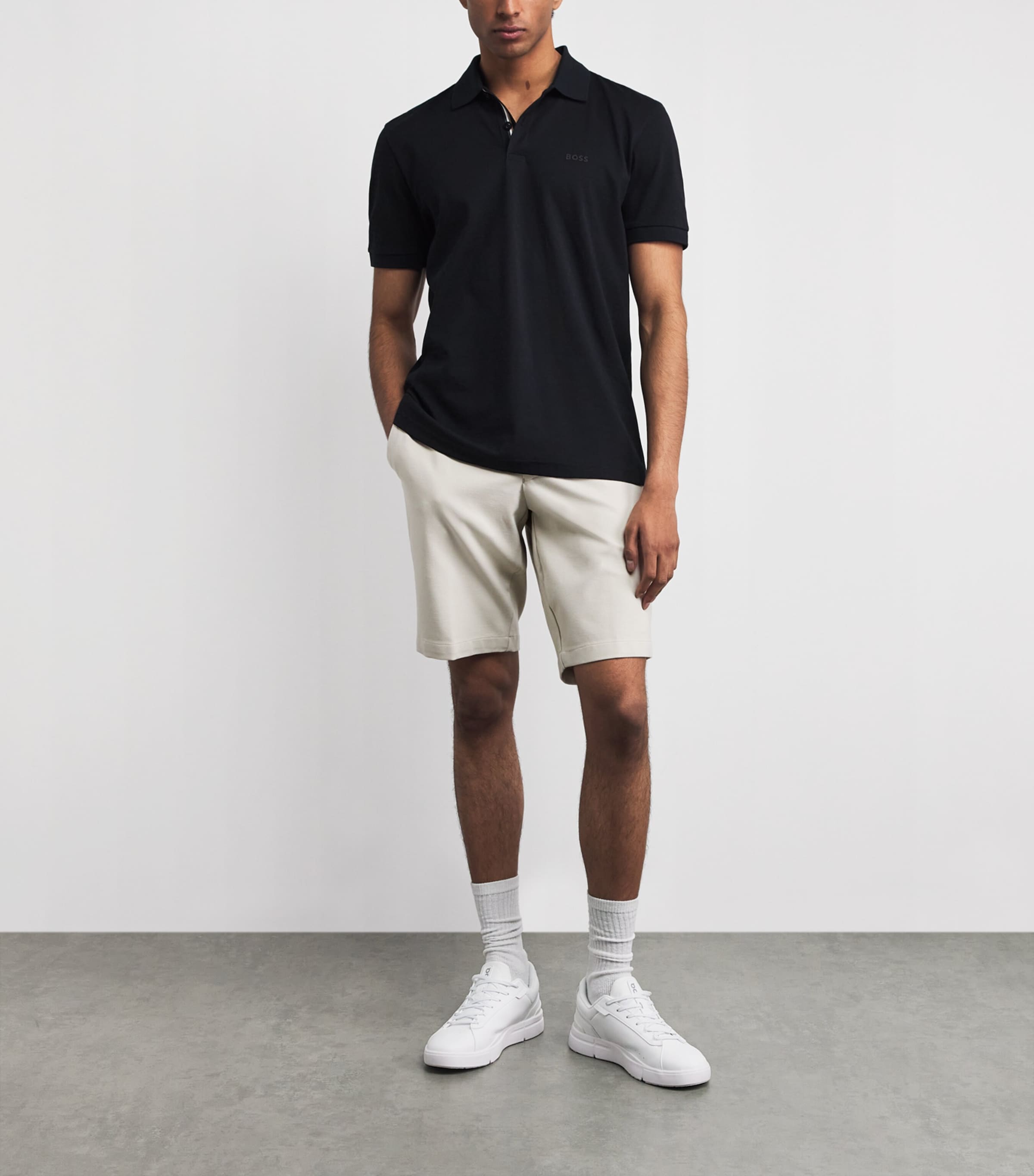 BOSS Mens Commuter Slim Shorts Light Beige Image 2