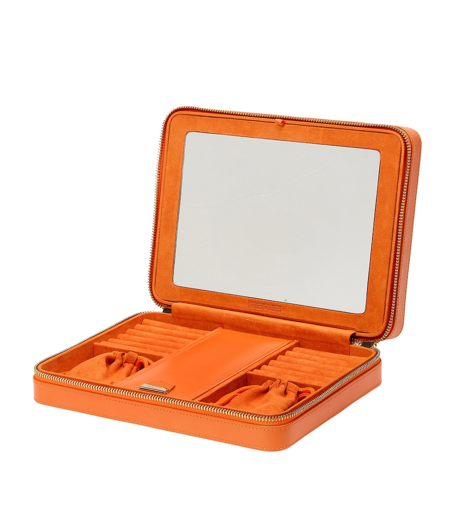 Large Leather Maria Jewellery Case TANGERINE Image 3