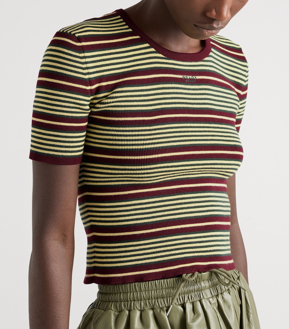 Prada Womens Short-Sleeve Stripe Sweater Image 3