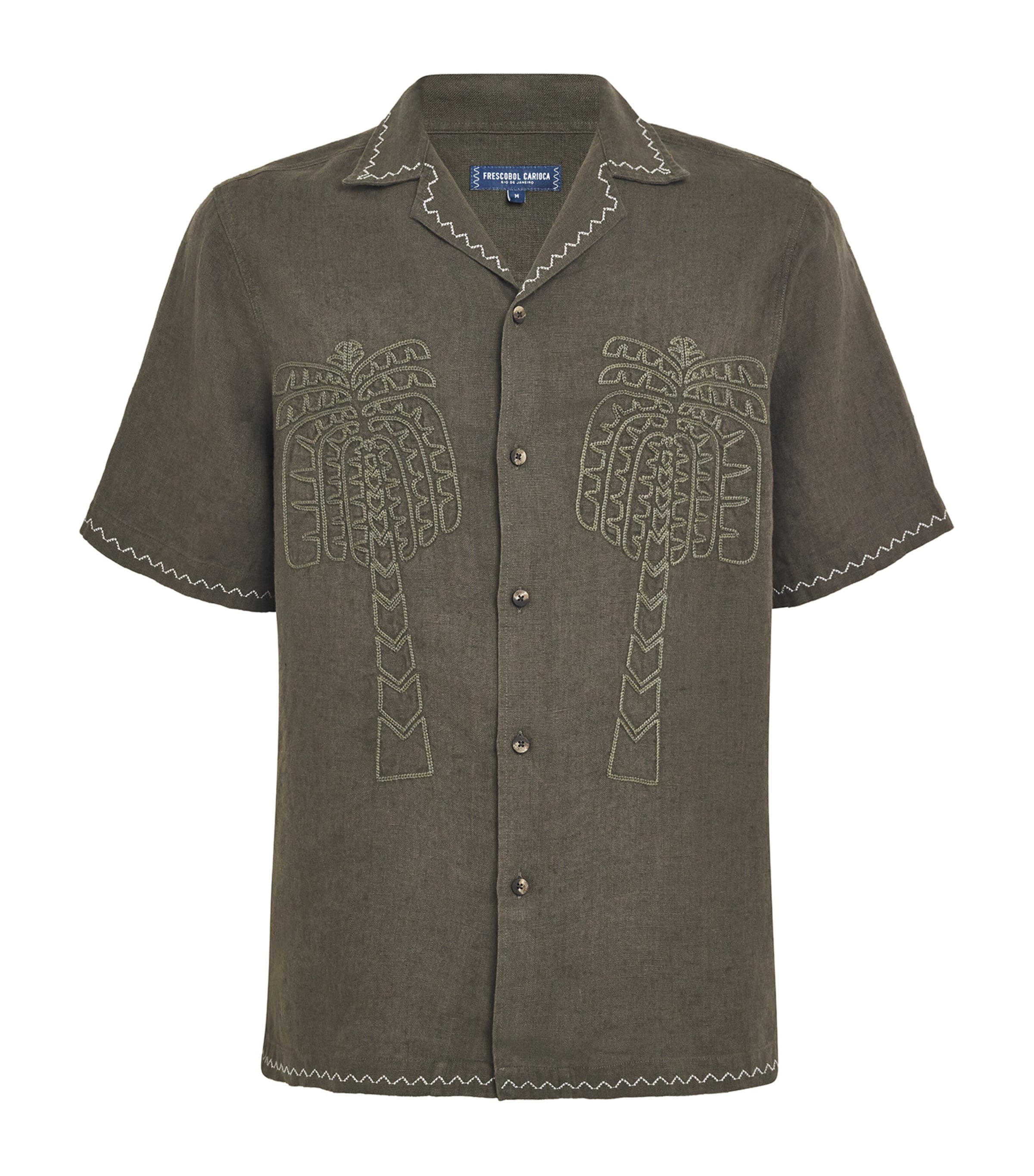 Shop Frescobol Carioca Linen Flavio Palmeira Shirt In Green