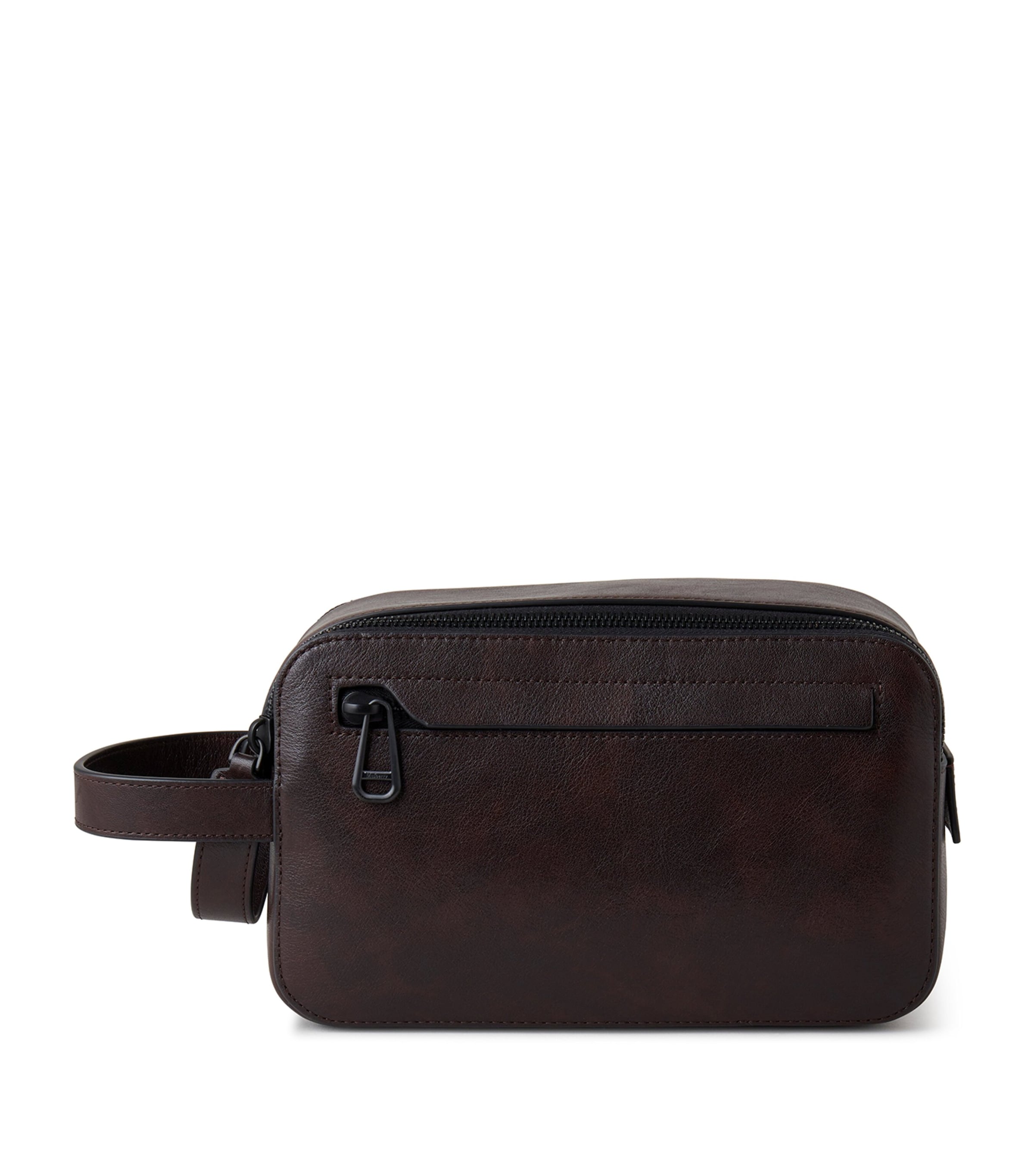 Shop Mulberry Leather Double-zip Wash Bag In Brown