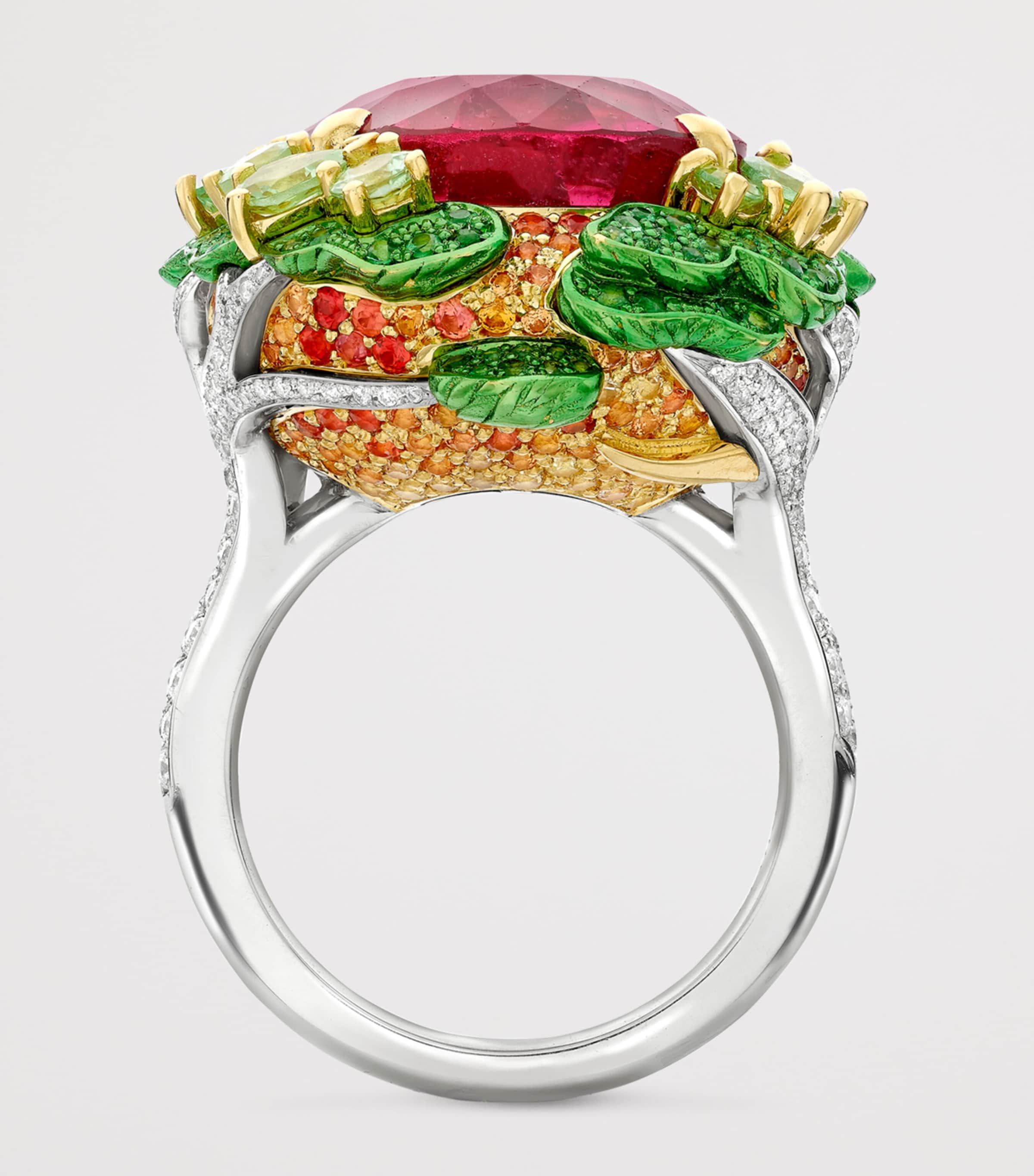 Yellow Gold, Diamond, Tourmaline, Sapphire and Tsavorite Sunset Inside Africa Ring YELLOW GOLD Image 4