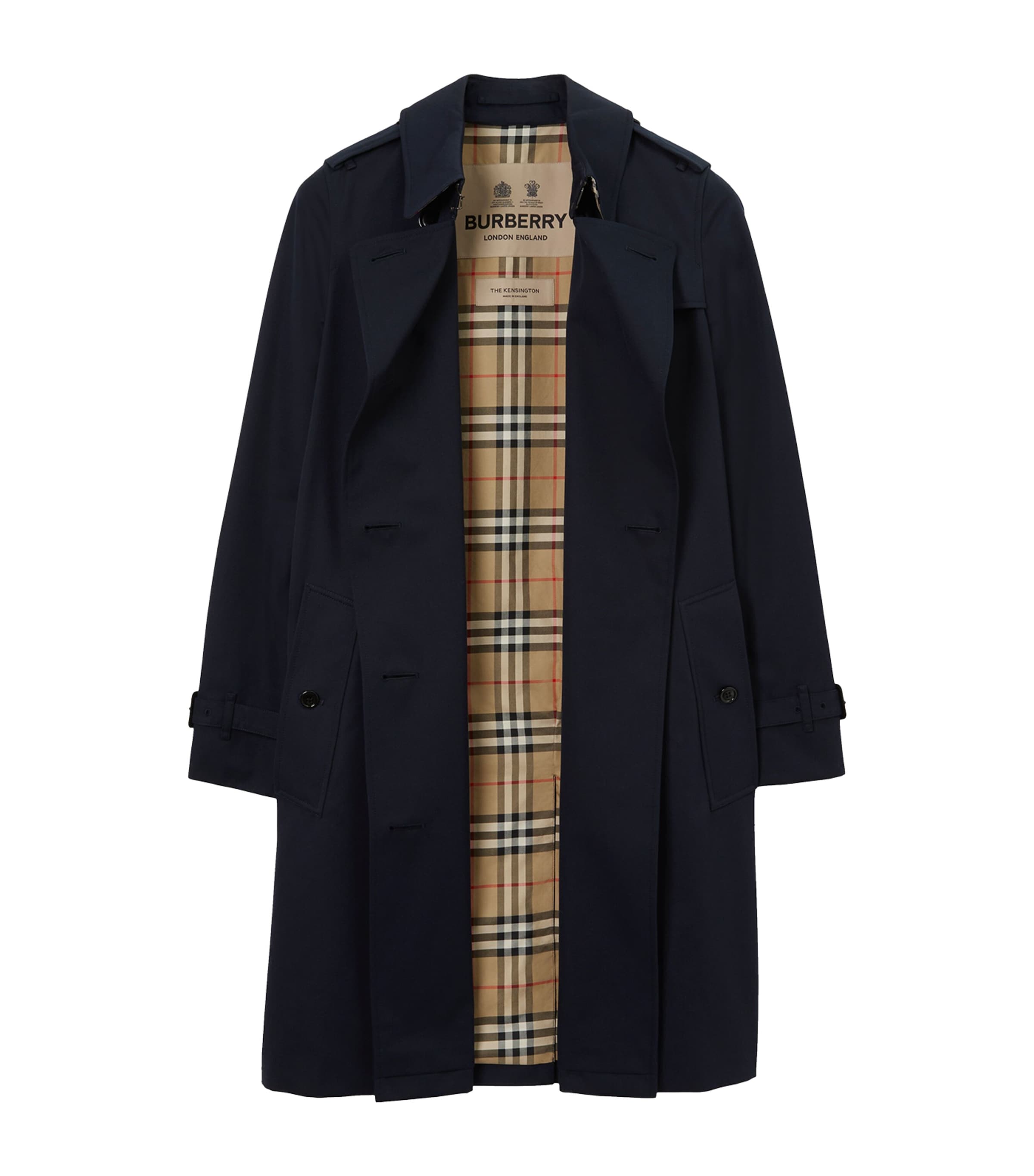 Burberry Womens Gabardine Kensington Heritage Trench Coat Coal Blue Image 3