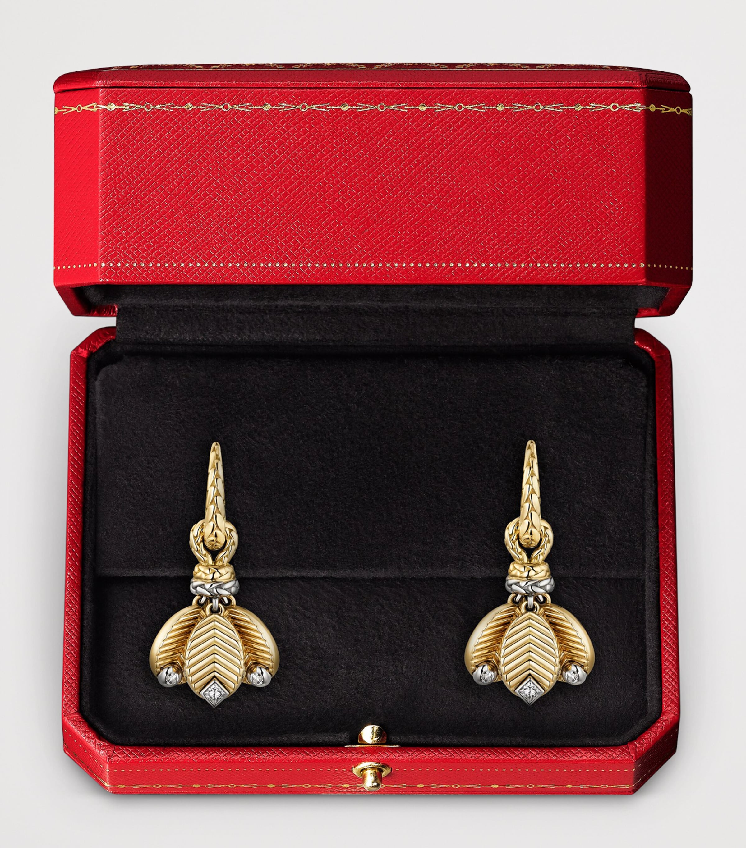 Yellow Gold, White Gold and Diamond Grain de Café Drop Earrings MIXED GOLD Image 6