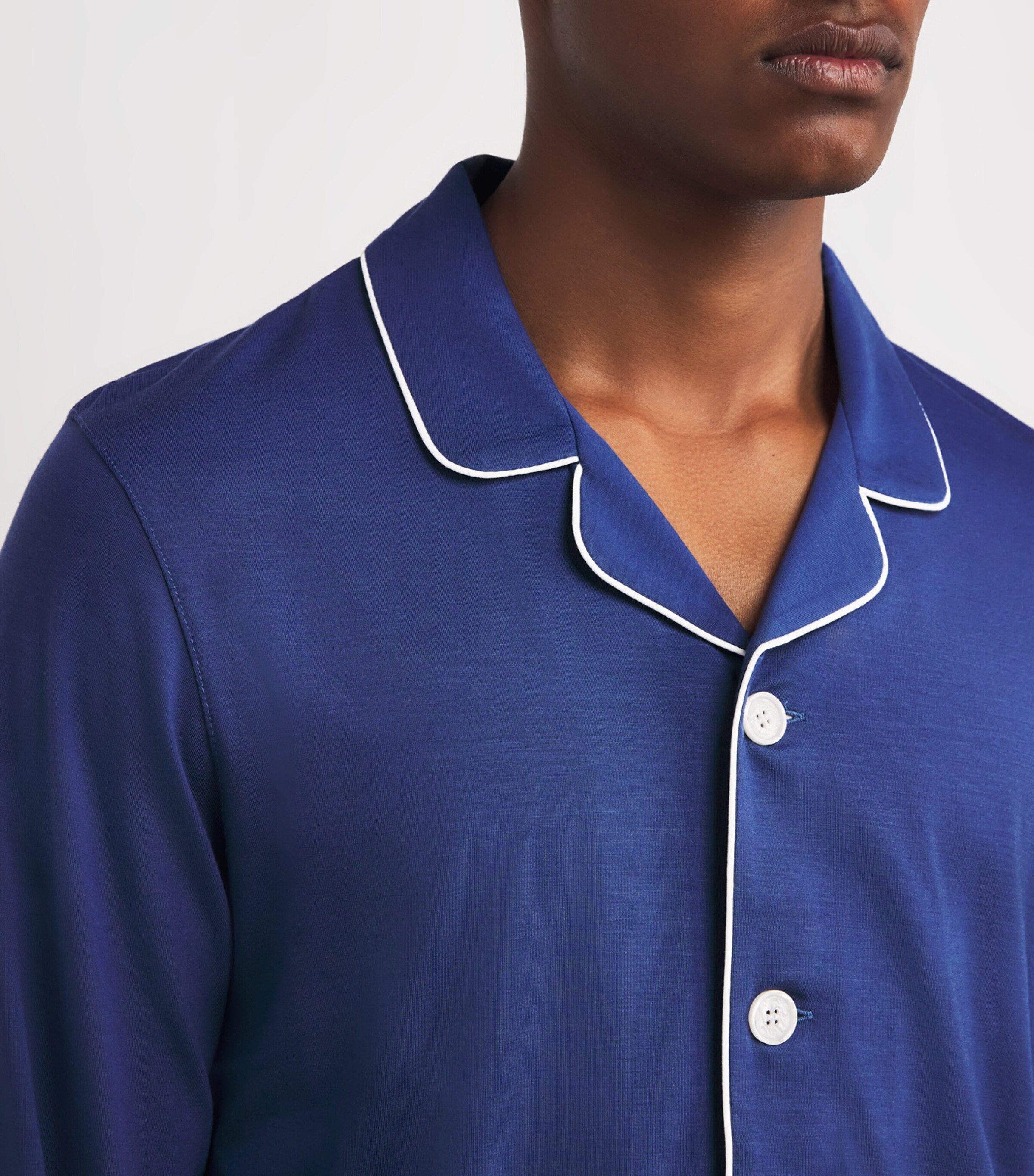 Derek Rose Mens Micromodal Long Basel Pyjama Set Blue Image 4