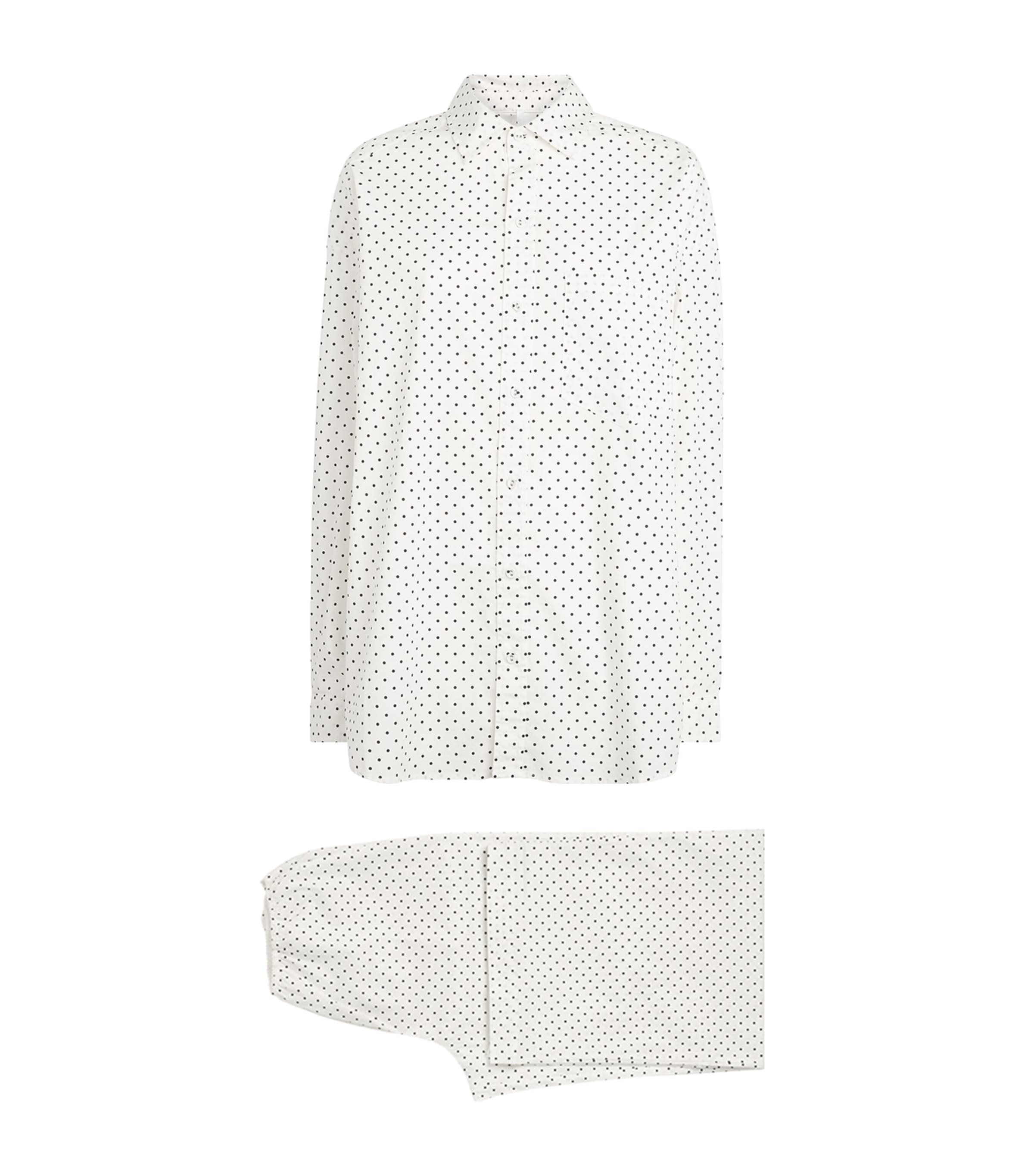 Skims Womens Cotton-Blend Polka-Dot Long-Sleeve Pyjama Set Onyx Dot Print Image 1